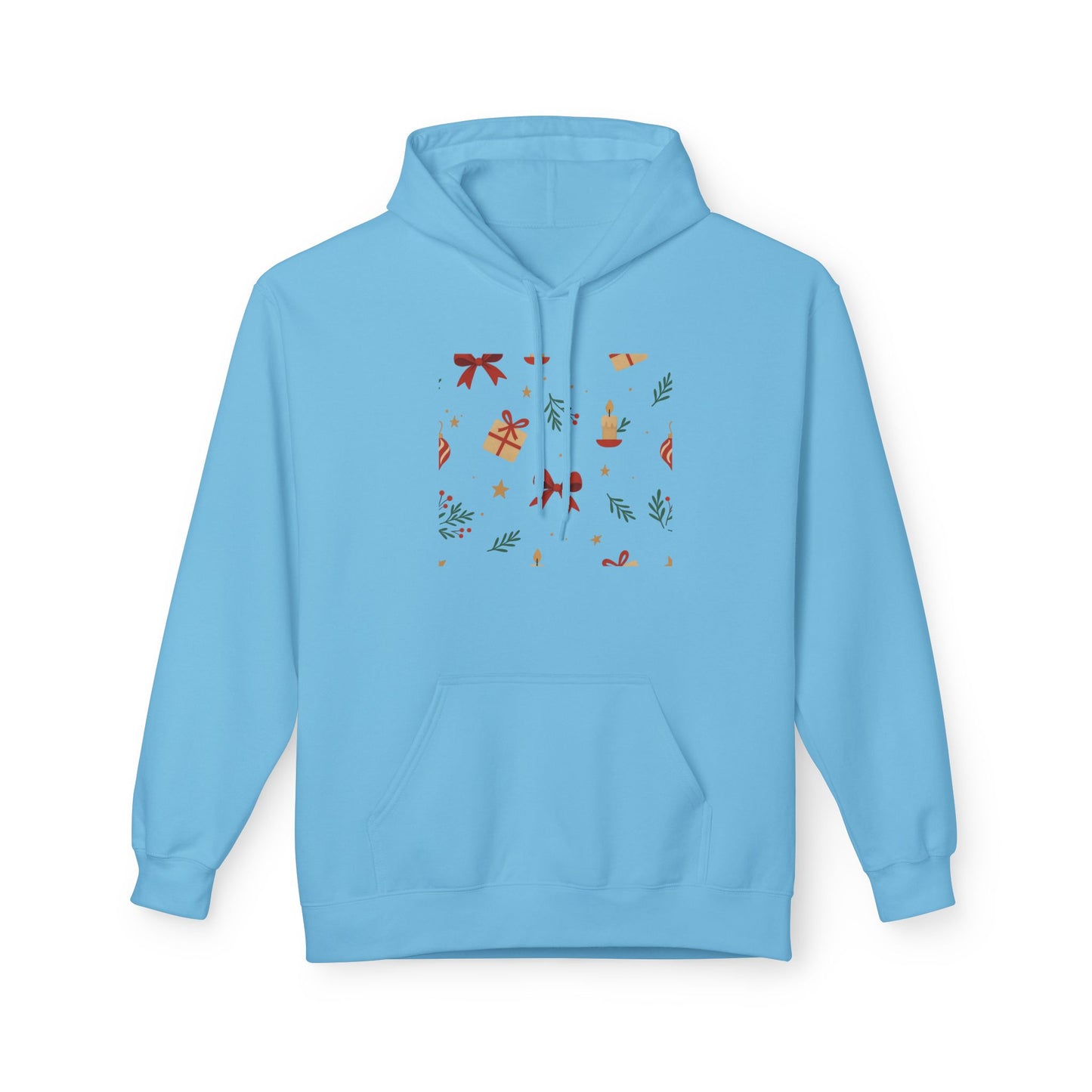 Holiday Gift Pattern Hoodie — Festive Presents & Bows Design