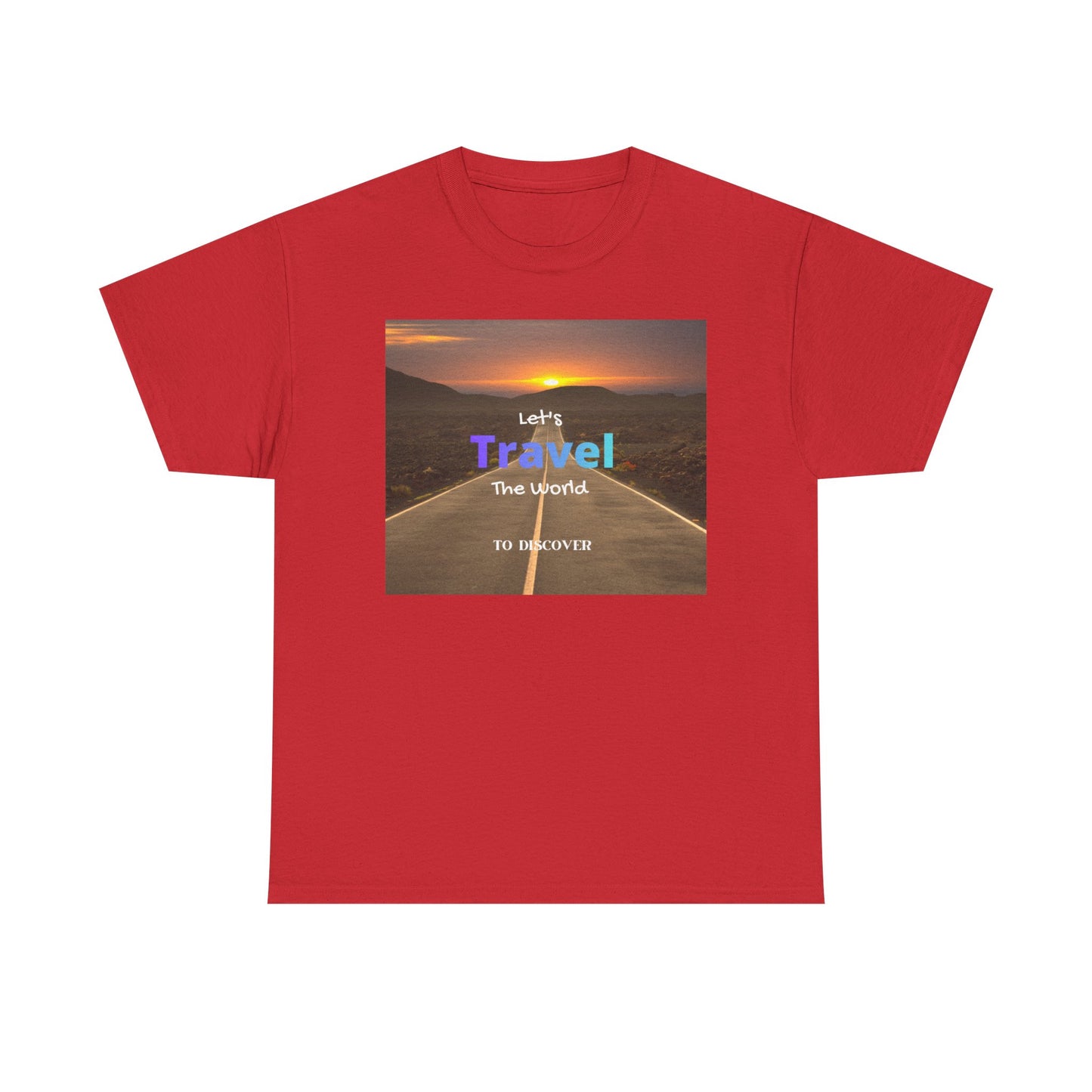 Travel Sunset Road T‑Shirt – "Let's Travel the World" Graphic Tee