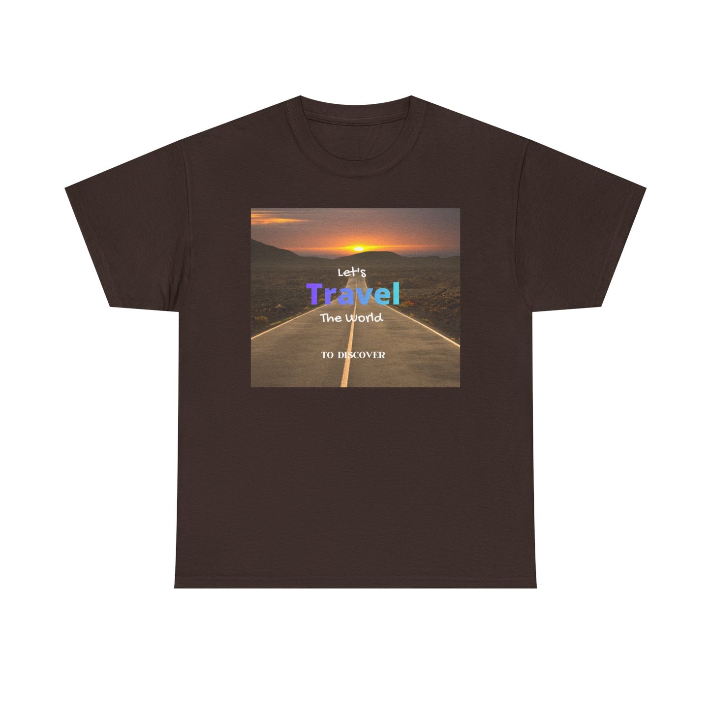 Travel Sunset Road T‑Shirt – "Let's Travel the World" Graphic Tee