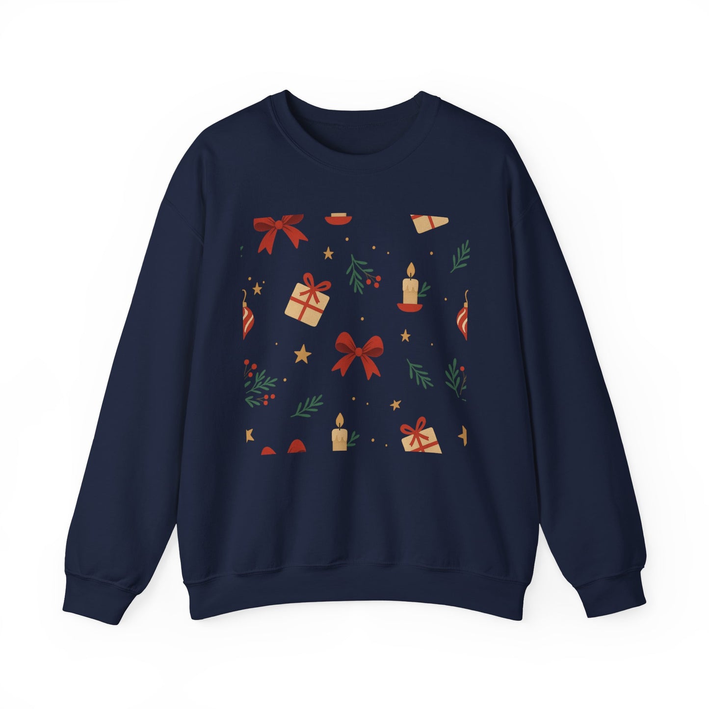 Holiday Pattern Sweatshirt — Festive Gifts & Candle Design Crewneck