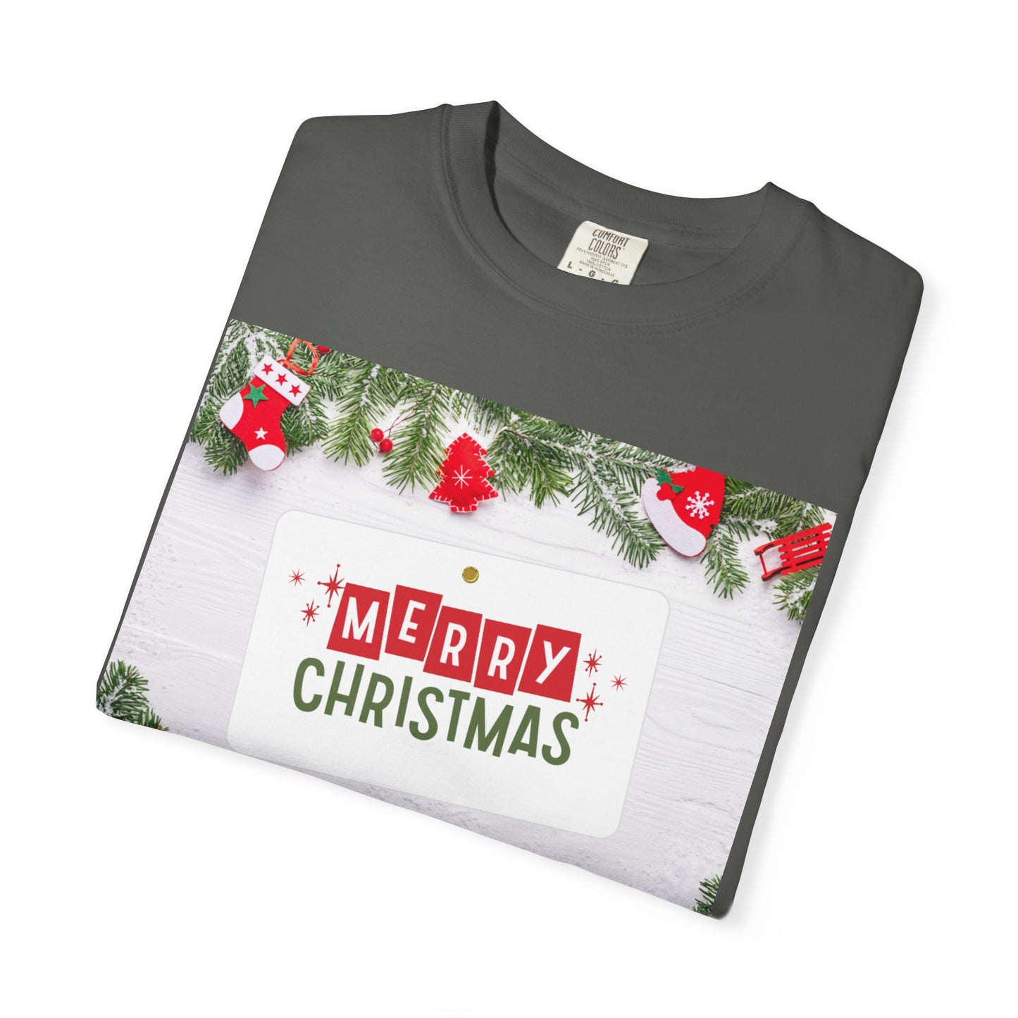 Merry Christmas Holiday T-Shirt — Festive Pine & Ornament Graphic