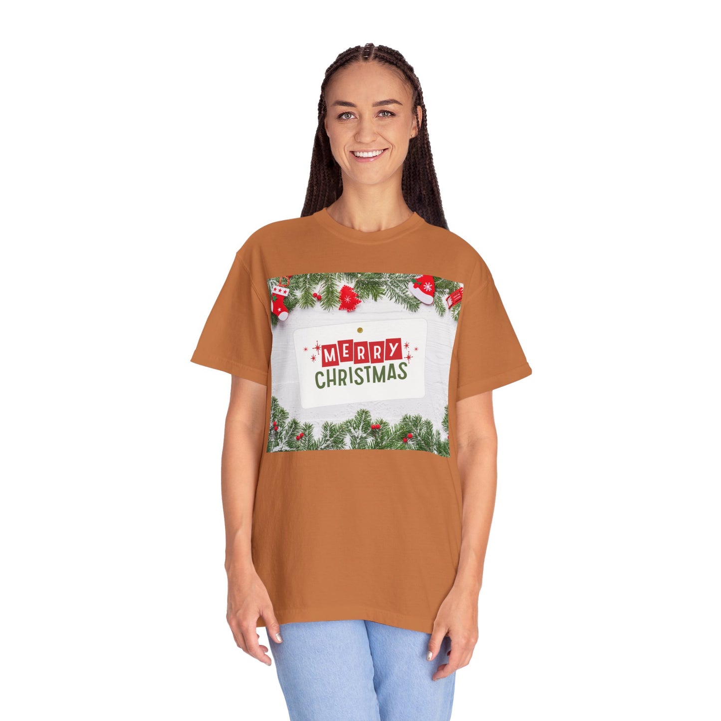 Merry Christmas Holiday T-Shirt — Festive Pine & Ornament Graphic