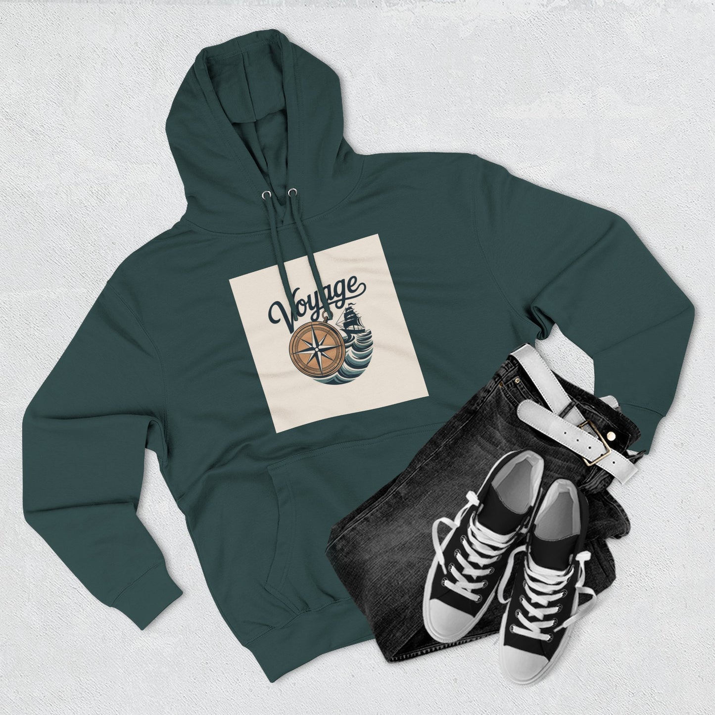 Voyage Compass Hoodie — Nautical Travel Graphic Pullover