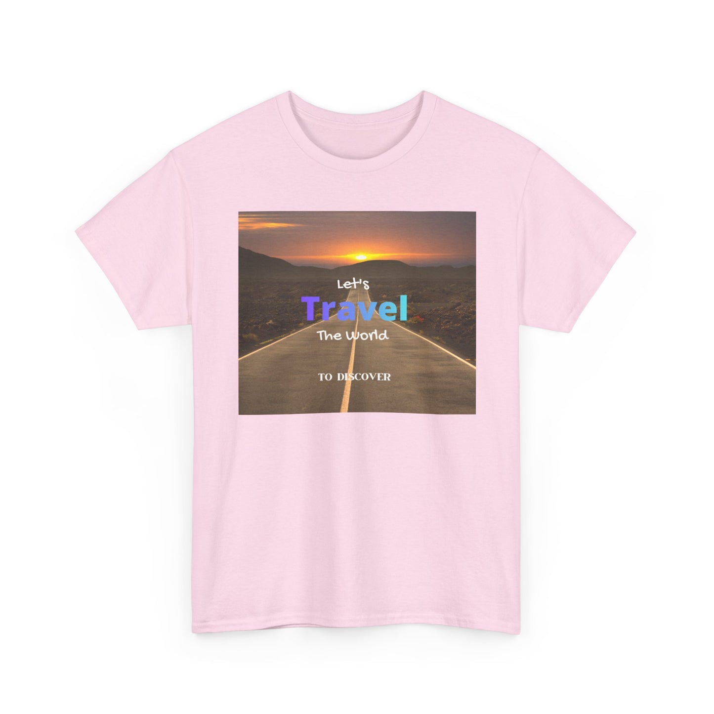 Travel Sunset Road T‑Shirt – "Let's Travel the World" Graphic Tee