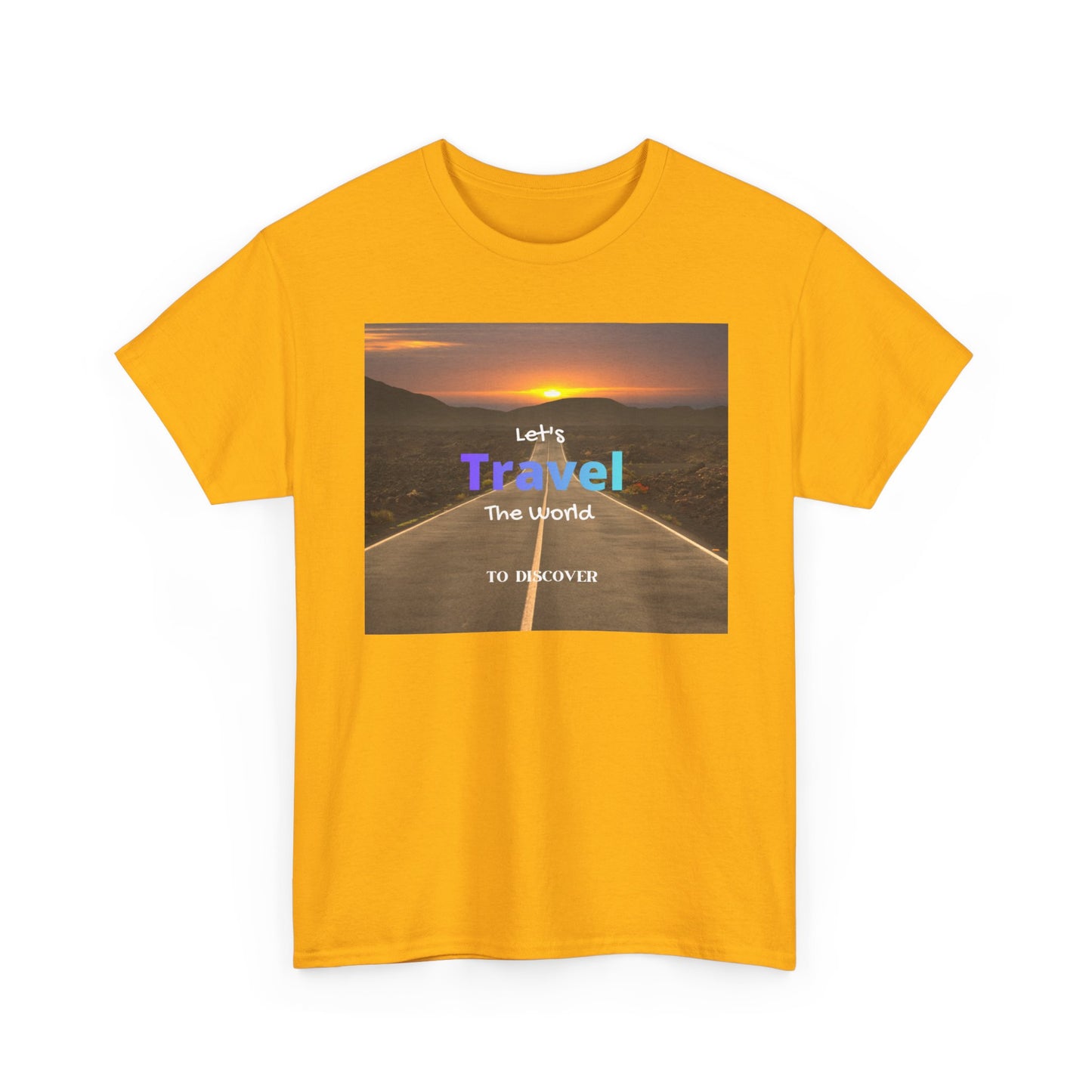 Travel Sunset Road T‑Shirt – "Let's Travel the World" Graphic Tee