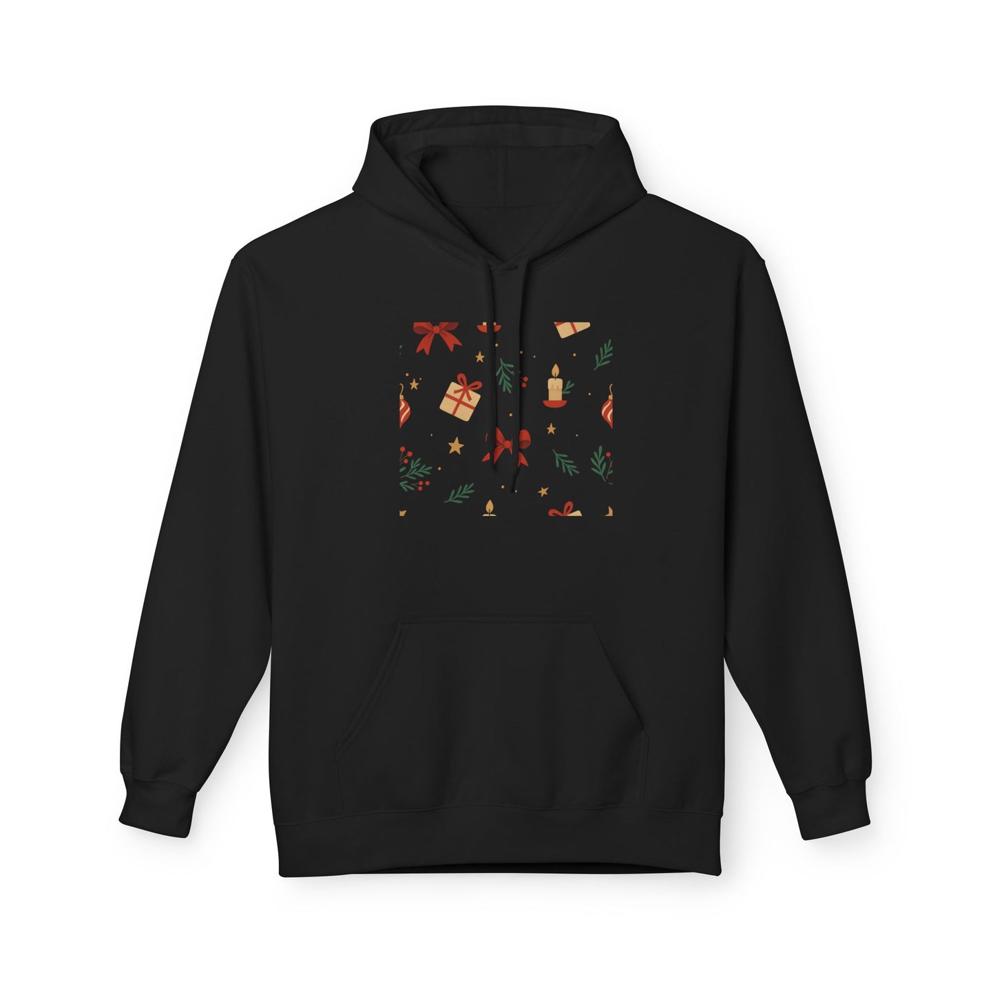 Holiday Gift Pattern Hoodie — Festive Presents & Bows Design