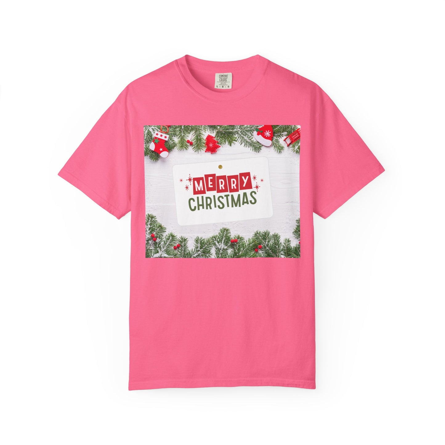 Merry Christmas Holiday T-Shirt — Festive Pine & Ornament Graphic