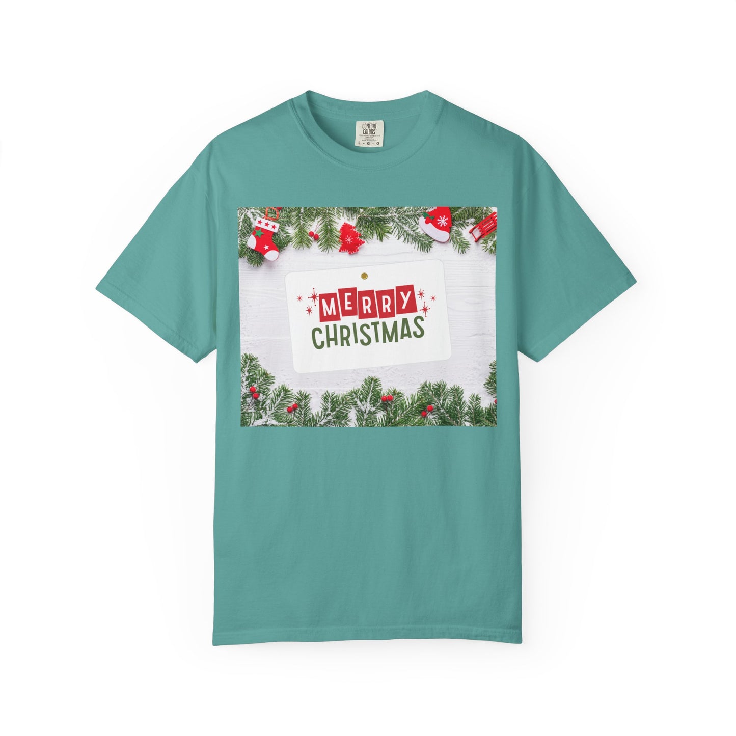 Merry Christmas Holiday T-Shirt — Festive Pine & Ornament Graphic