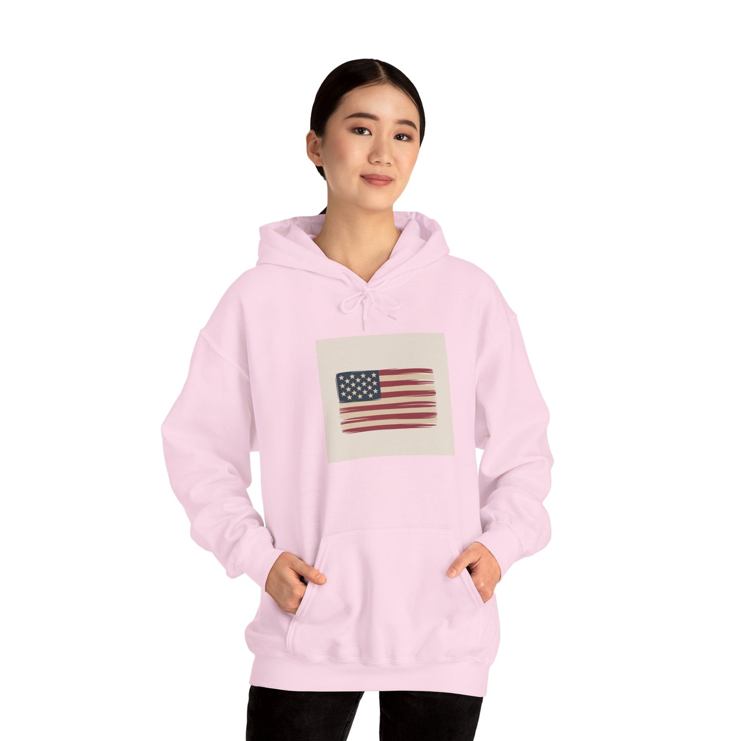 Vintage American Flag Hoodie — Distressed USA Patriotic Sweatshirt