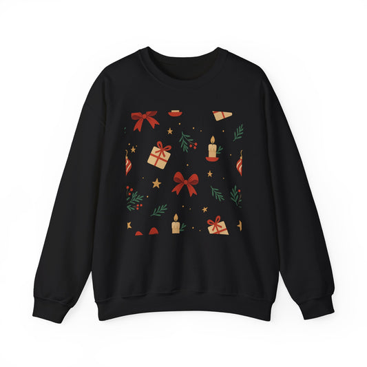 Holiday Pattern Sweatshirt — Festive Gifts & Candle Design Crewneck