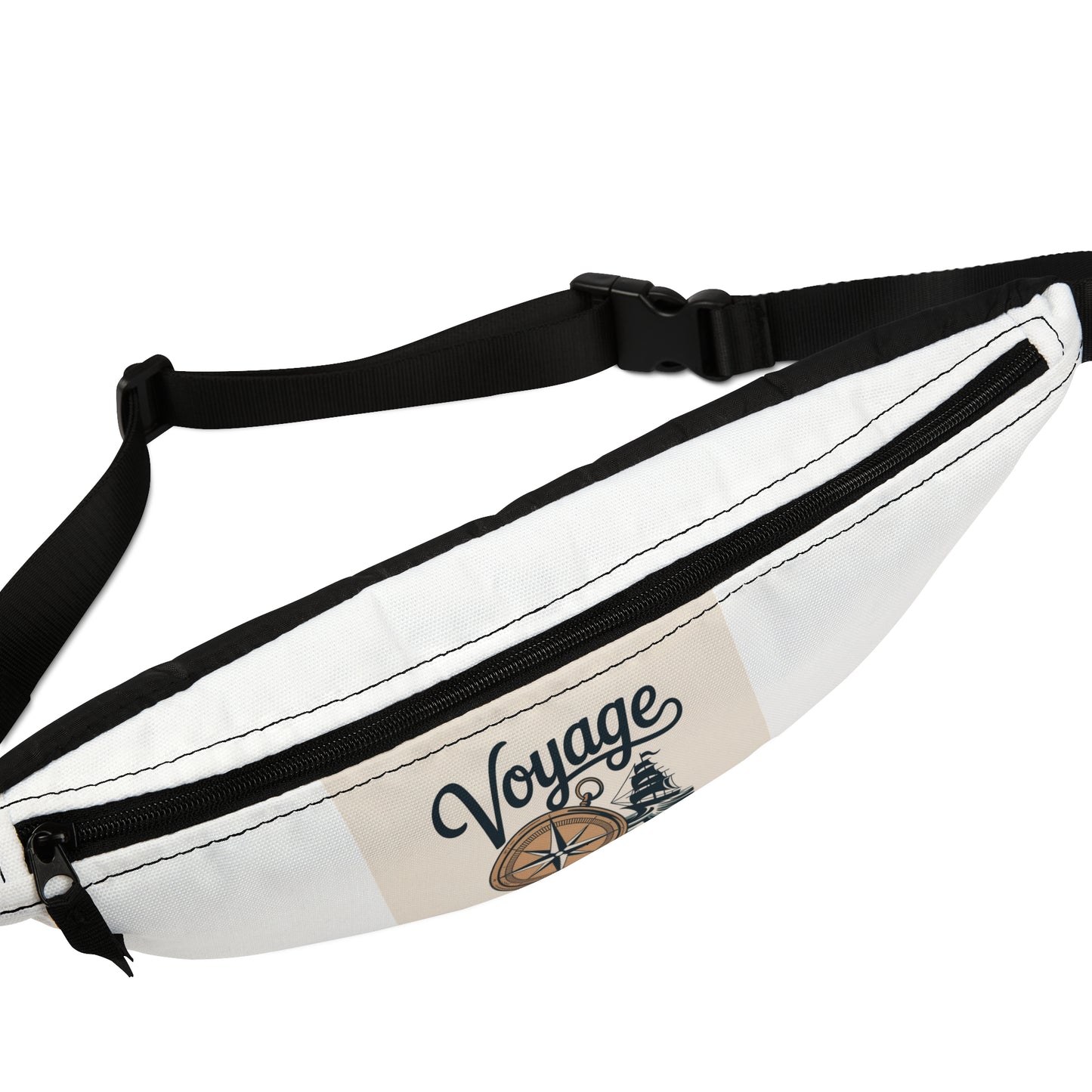Voyage Nautical Fanny Pack — Compass & Shell Travel Waist Bag