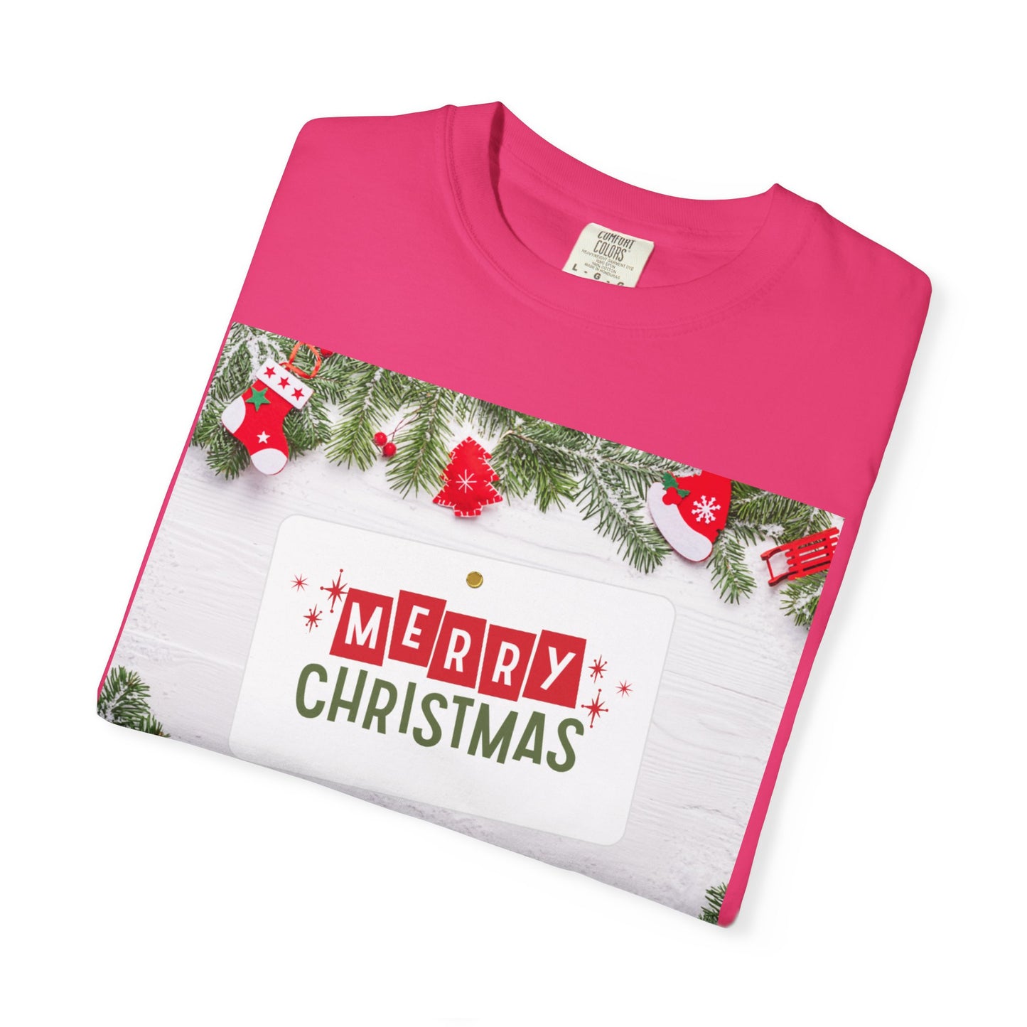 Merry Christmas Holiday T-Shirt — Festive Pine & Ornament Graphic