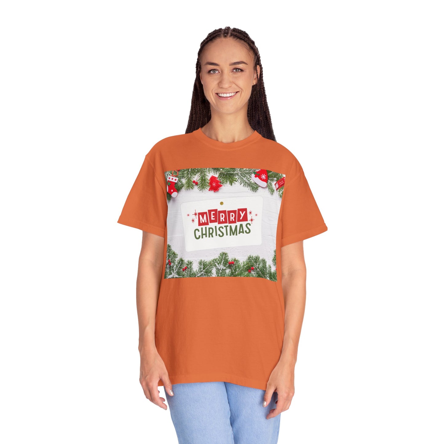 Merry Christmas Holiday T-Shirt — Festive Pine & Ornament Graphic