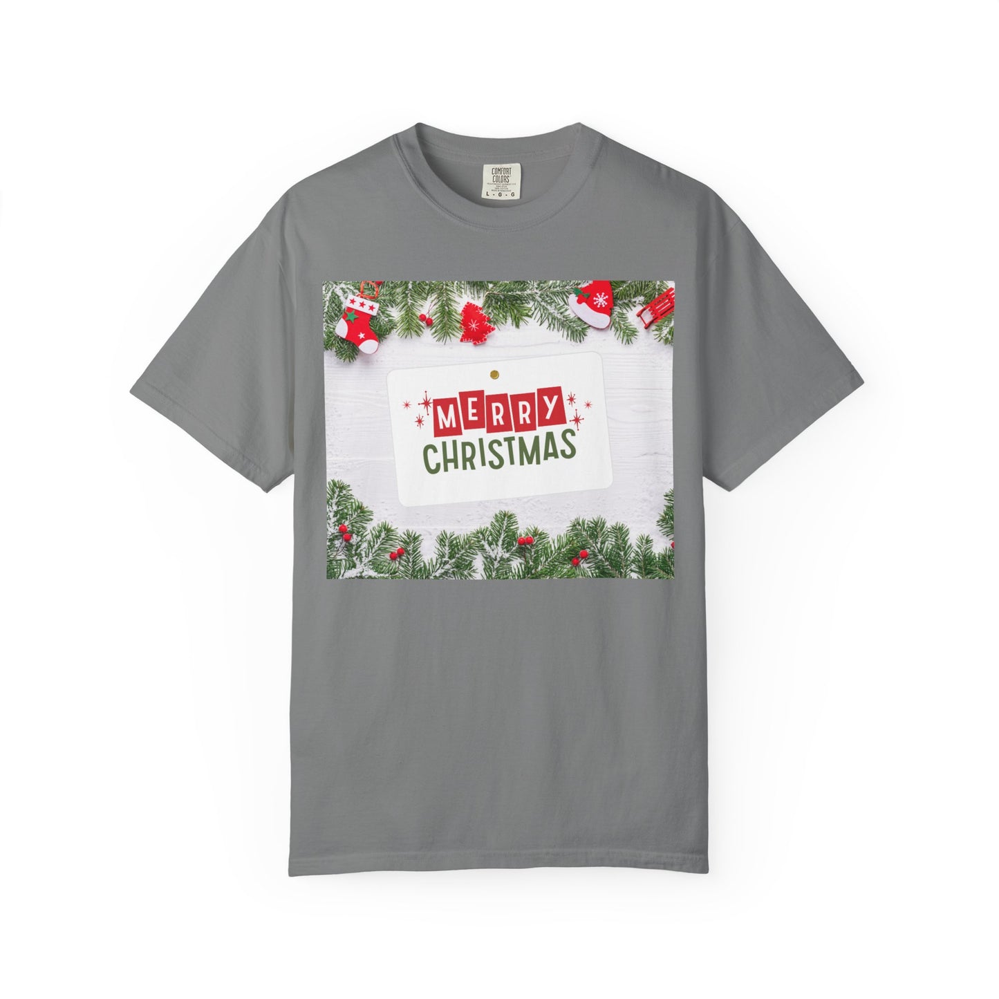Merry Christmas Holiday T-Shirt — Festive Pine & Ornament Graphic