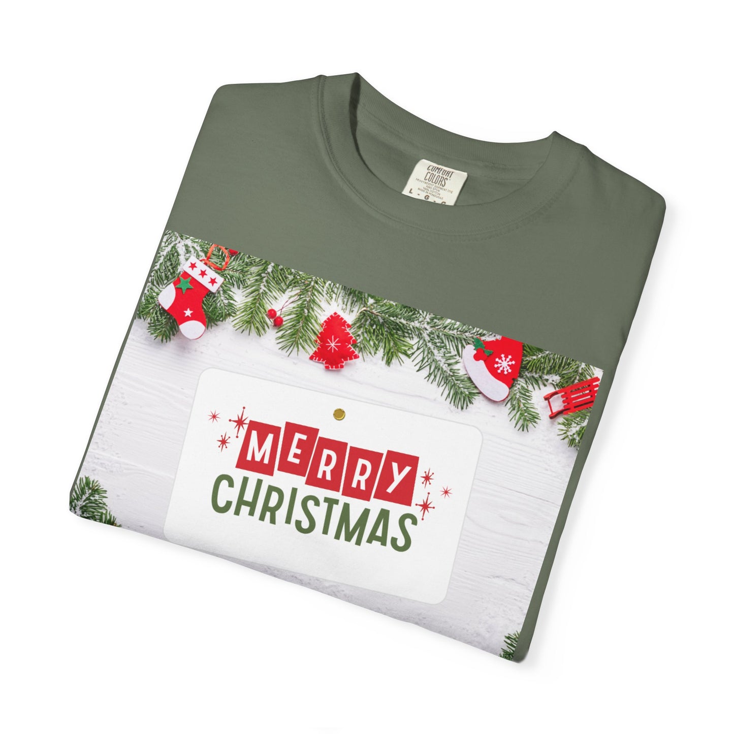 Merry Christmas Holiday T-Shirt — Festive Pine & Ornament Graphic