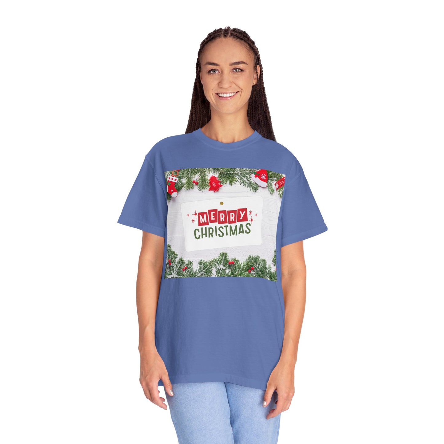 Merry Christmas Holiday T-Shirt — Festive Pine & Ornament Graphic