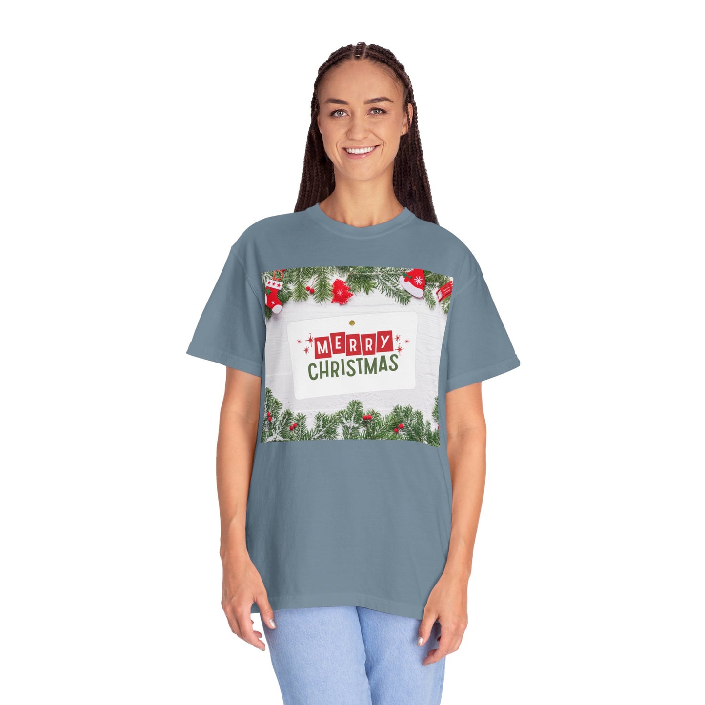 Merry Christmas Holiday T-Shirt — Festive Pine & Ornament Graphic