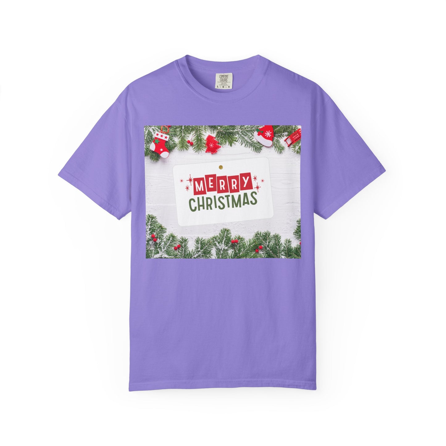 Merry Christmas Holiday T-Shirt — Festive Pine & Ornament Graphic