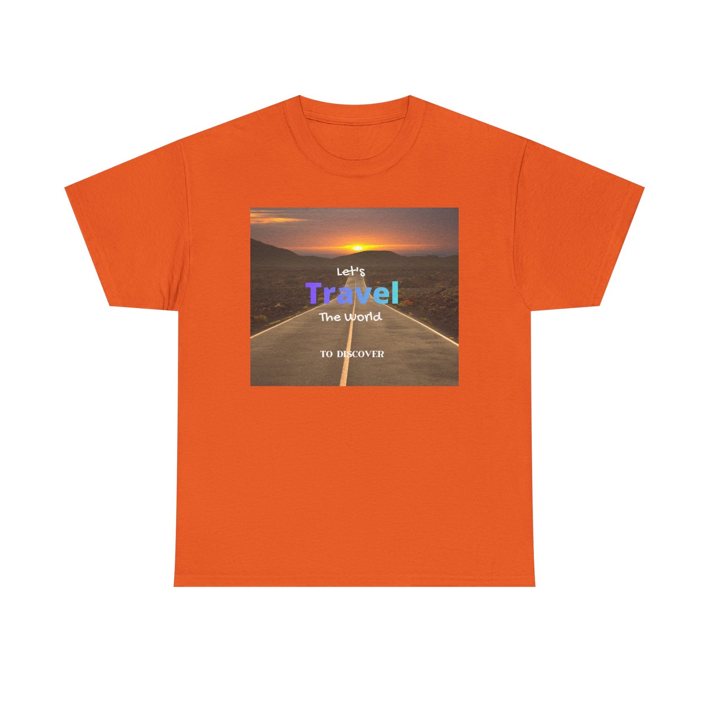 Travel Sunset Road T‑Shirt – "Let's Travel the World" Graphic Tee