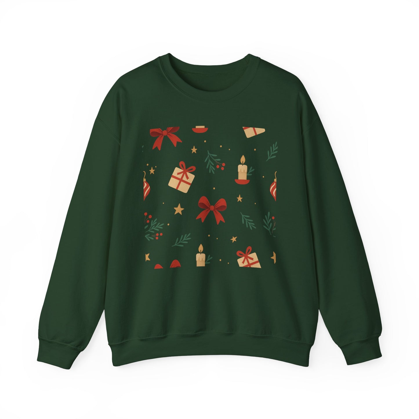Holiday Pattern Sweatshirt — Festive Gifts & Candle Design Crewneck