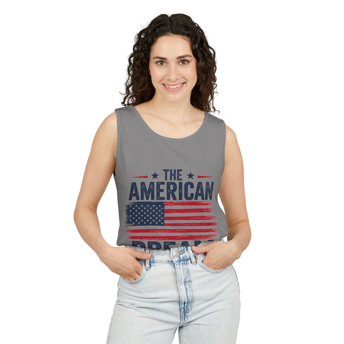 American Dream Tank Top – Vintage USA Flag Patriotic Sleeveless Shirt