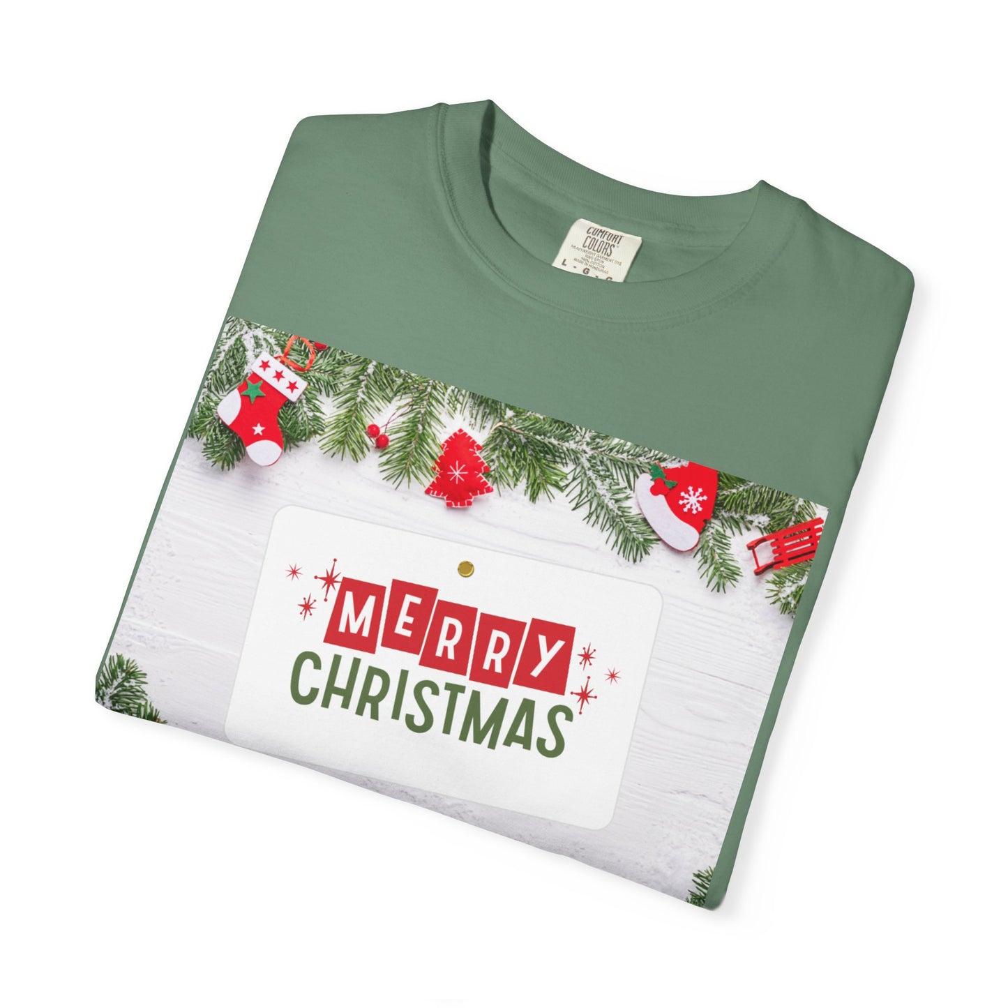 Merry Christmas Holiday T-Shirt — Festive Pine & Ornament Graphic