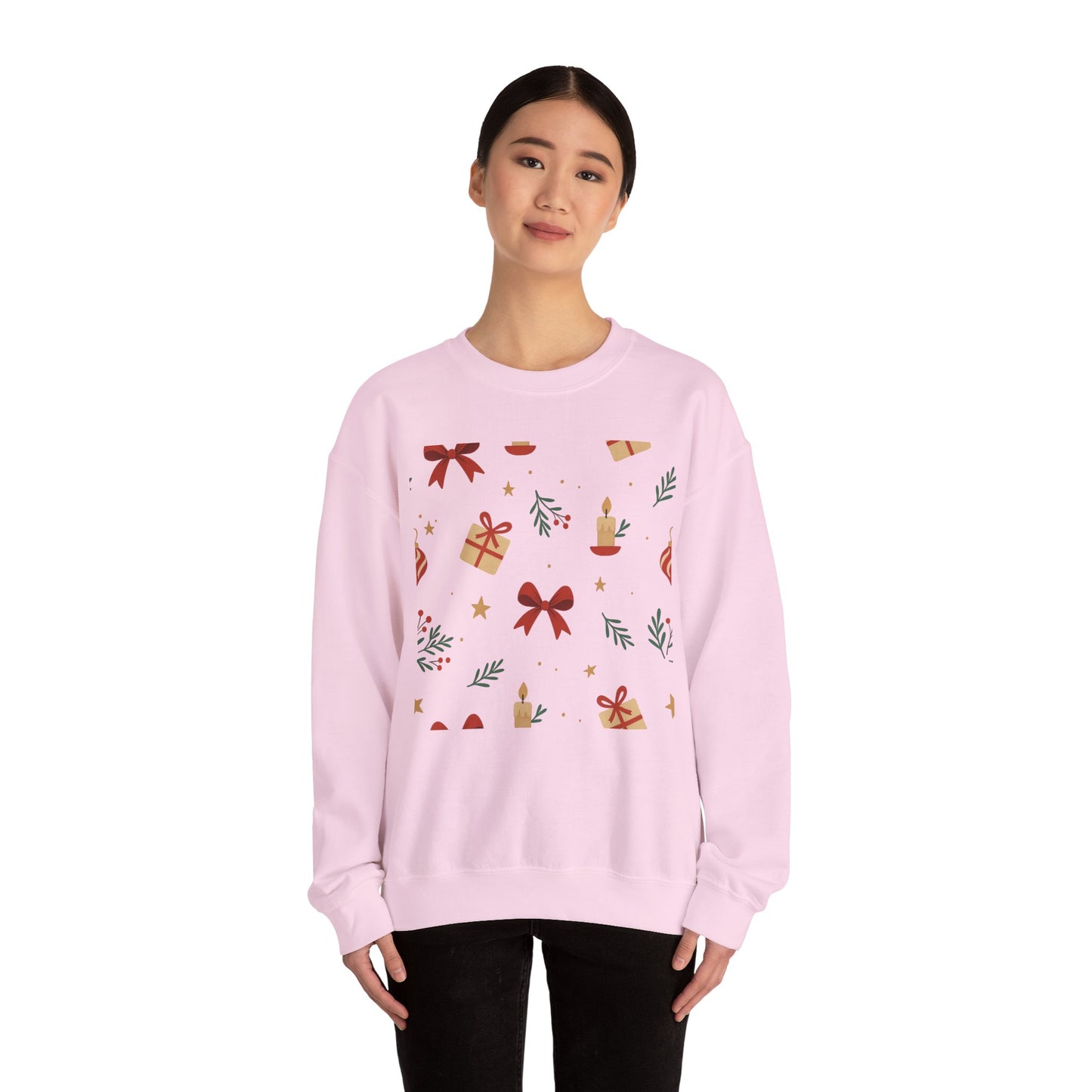 Holiday Pattern Sweatshirt — Festive Gifts & Candle Design Crewneck