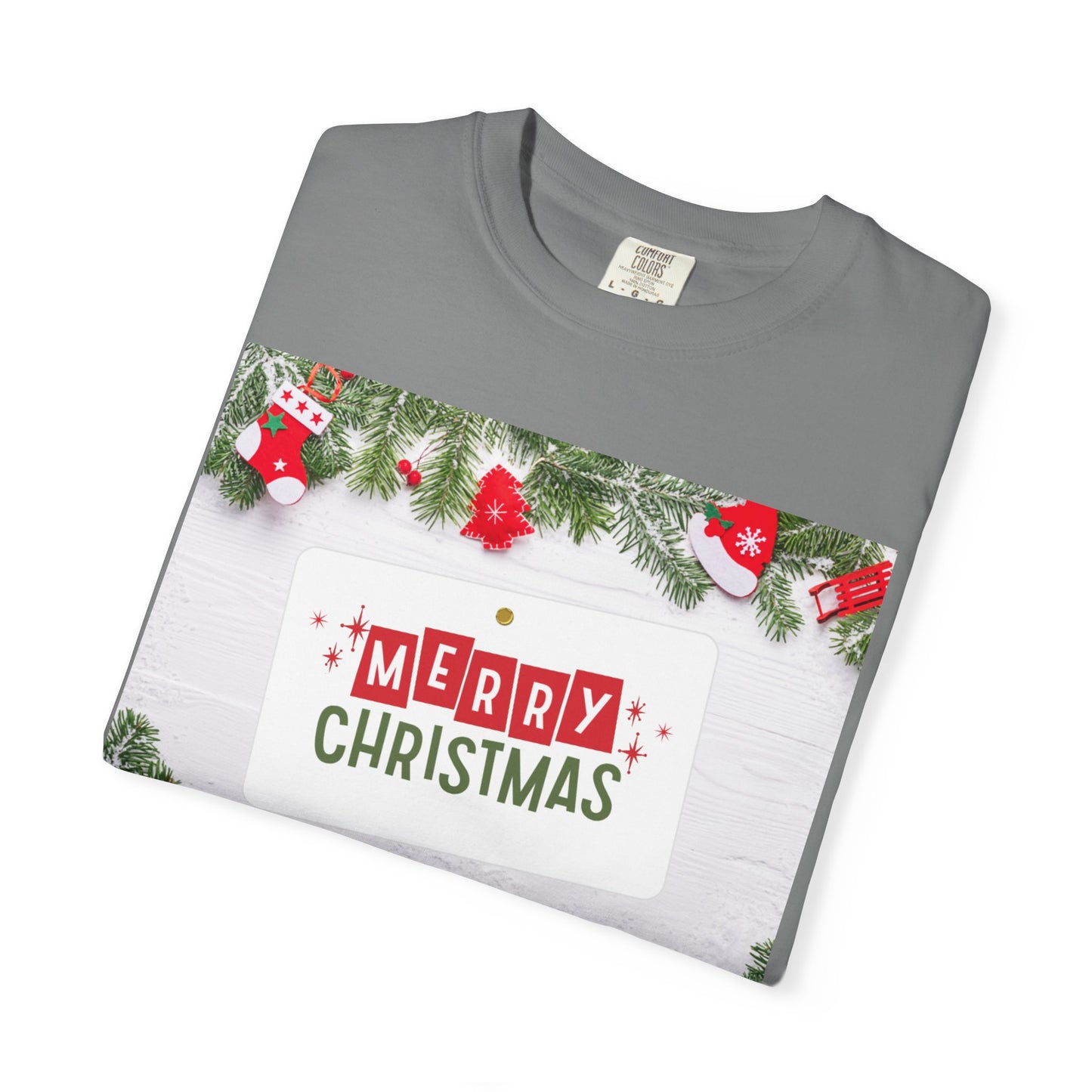 Merry Christmas Holiday T-Shirt — Festive Pine & Ornament Graphic