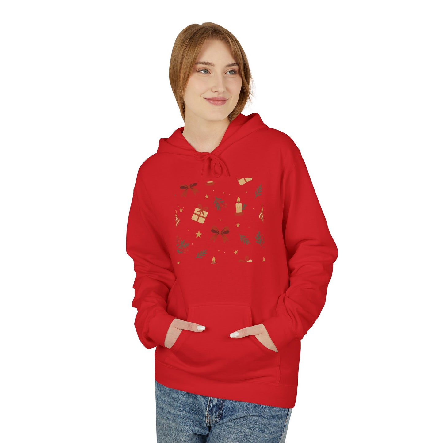 Holiday Gift Pattern Hoodie — Festive Presents & Bows Design