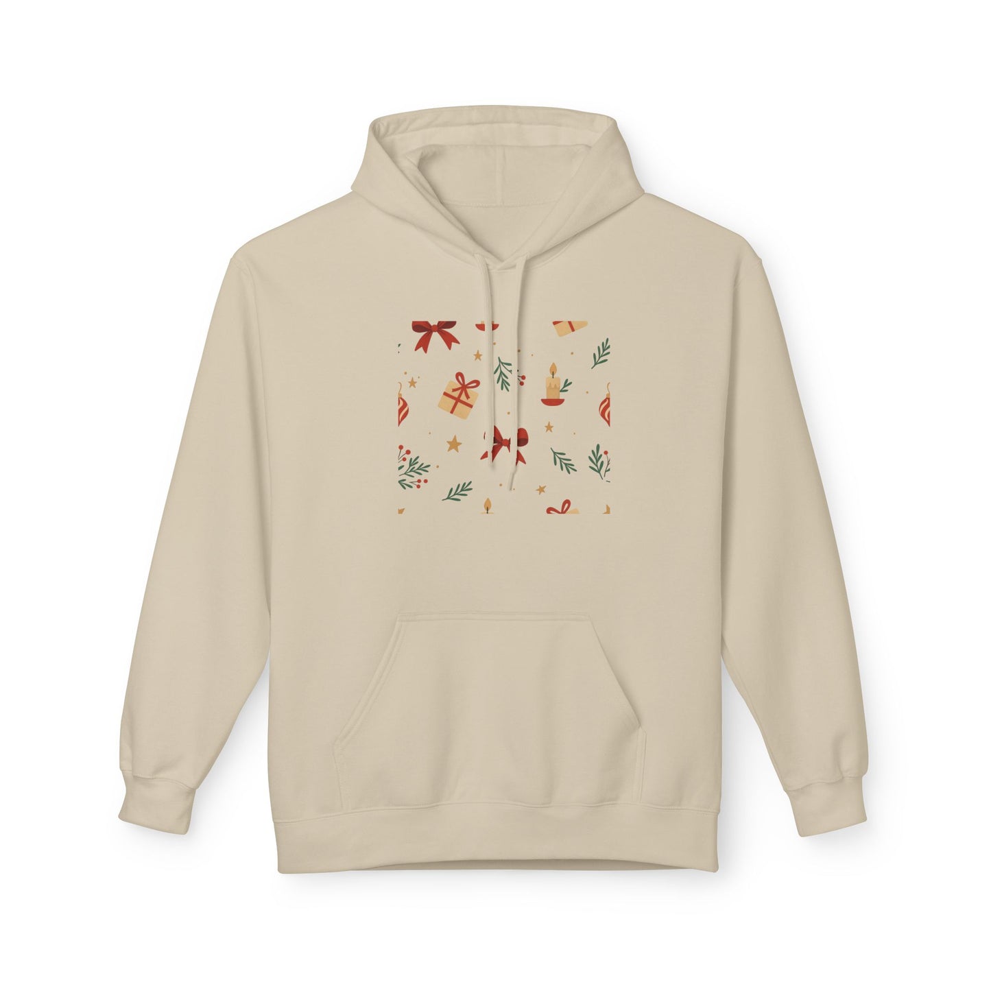 Holiday Gift Pattern Hoodie — Festive Presents & Bows Design