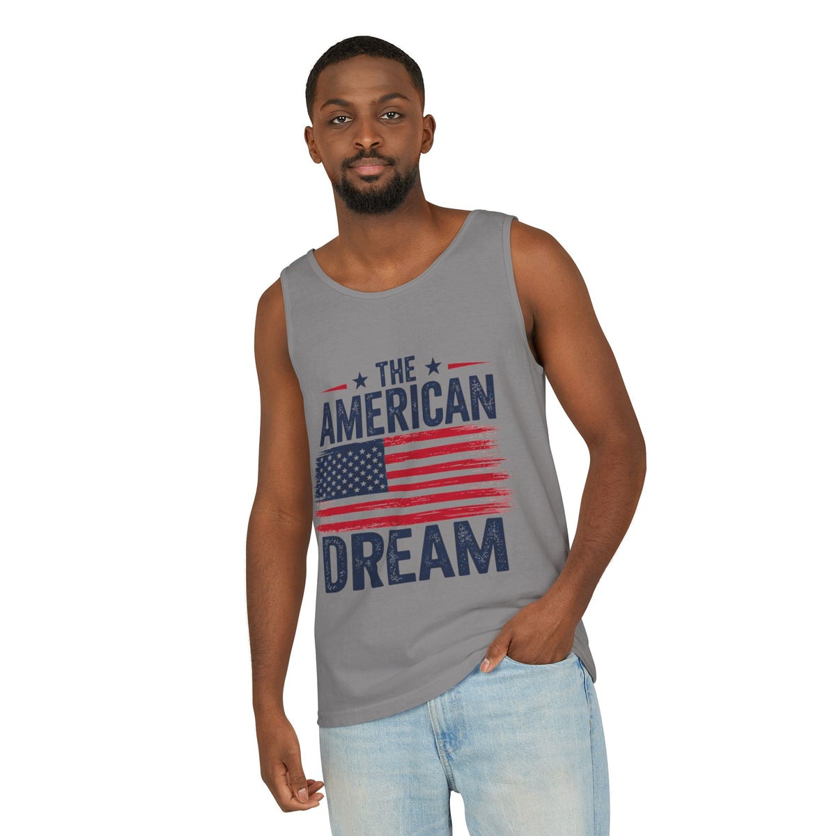 American Dream Tank Top – Vintage USA Flag Patriotic Sleeveless Shirt