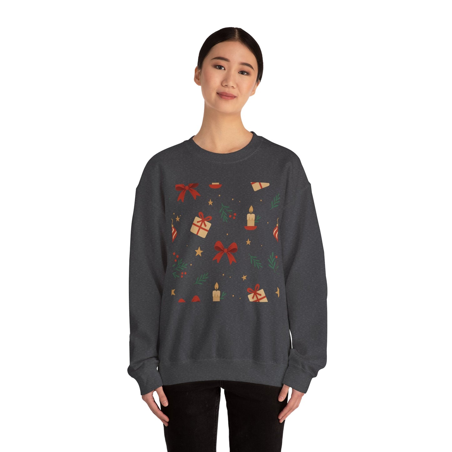 Holiday Pattern Sweatshirt — Festive Gifts & Candle Design Crewneck