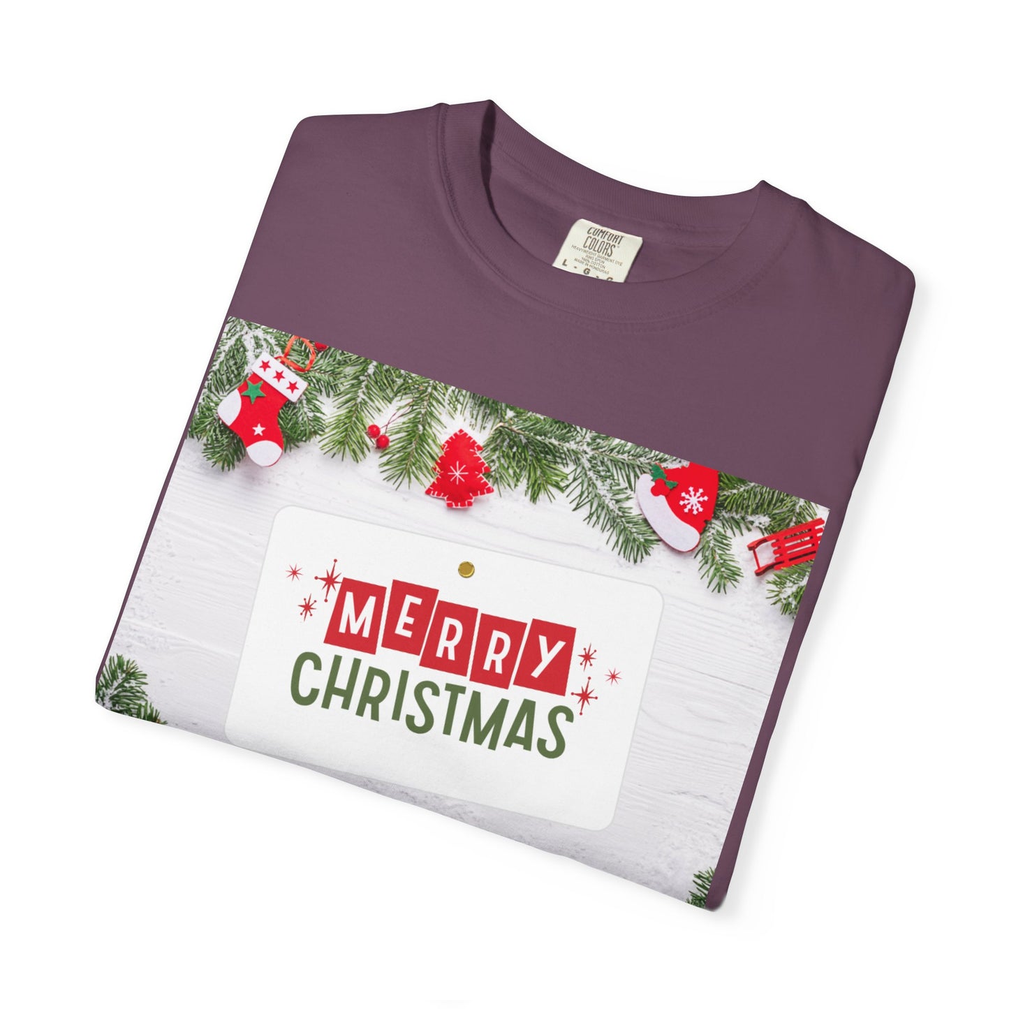 Merry Christmas Holiday T-Shirt — Festive Pine & Ornament Graphic