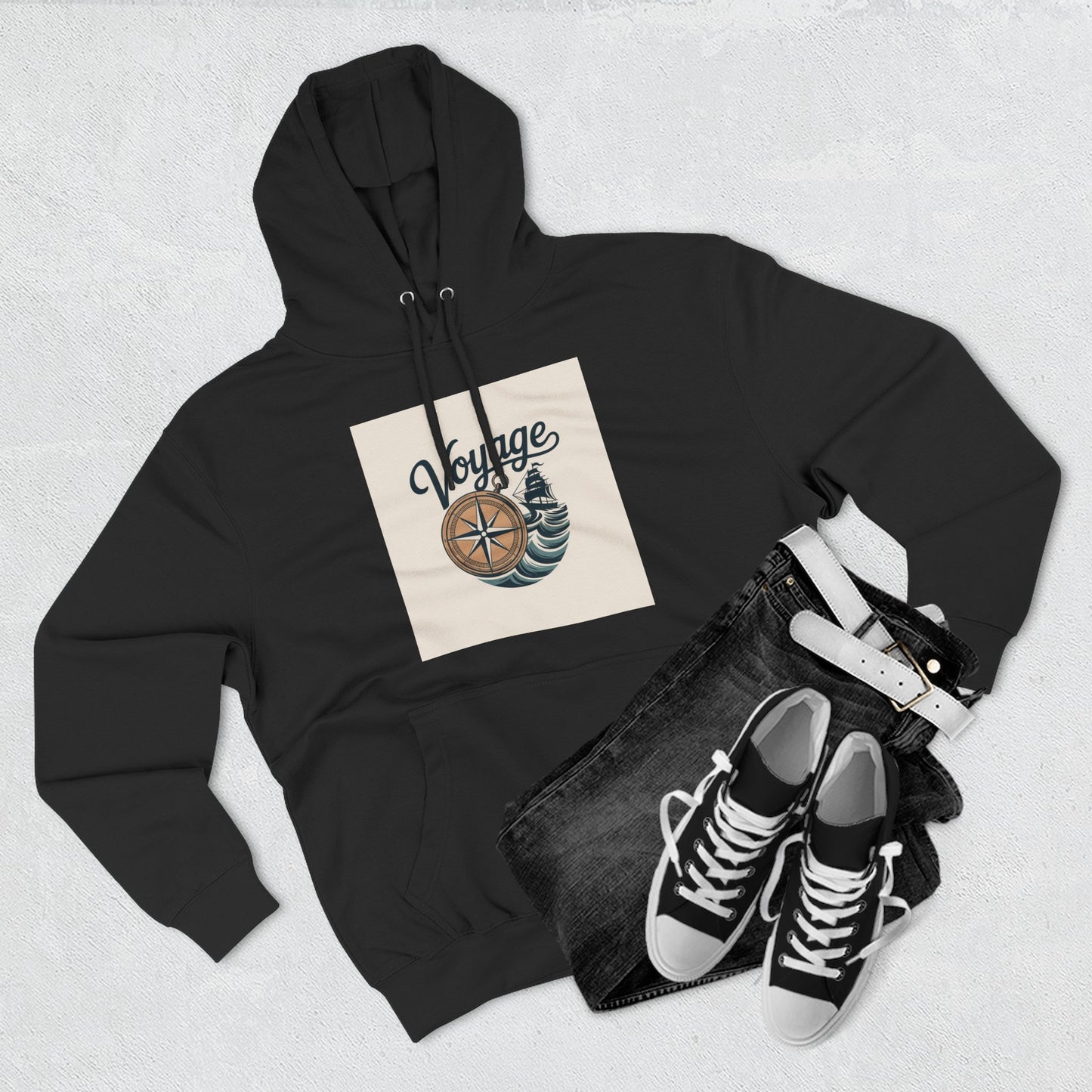 Voyage Compass Hoodie — Nautical Travel Graphic Pullover