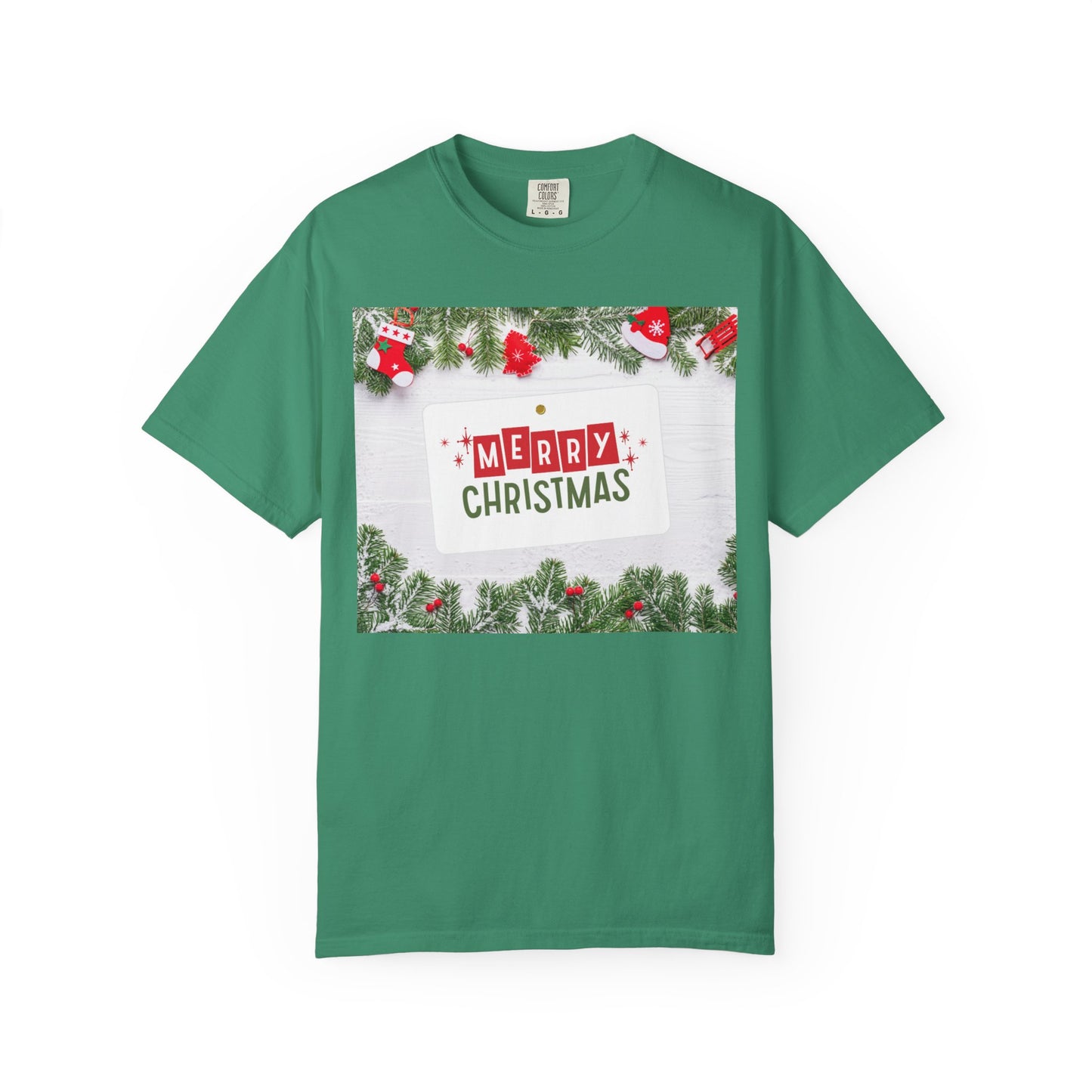 Merry Christmas Holiday T-Shirt — Festive Pine & Ornament Graphic