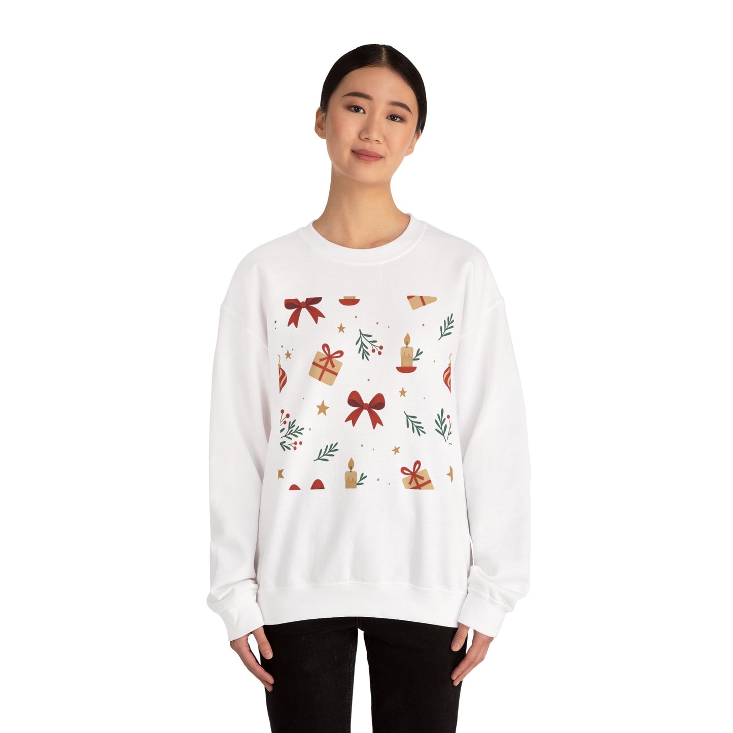 Holiday Pattern Sweatshirt — Festive Gifts & Candle Design Crewneck