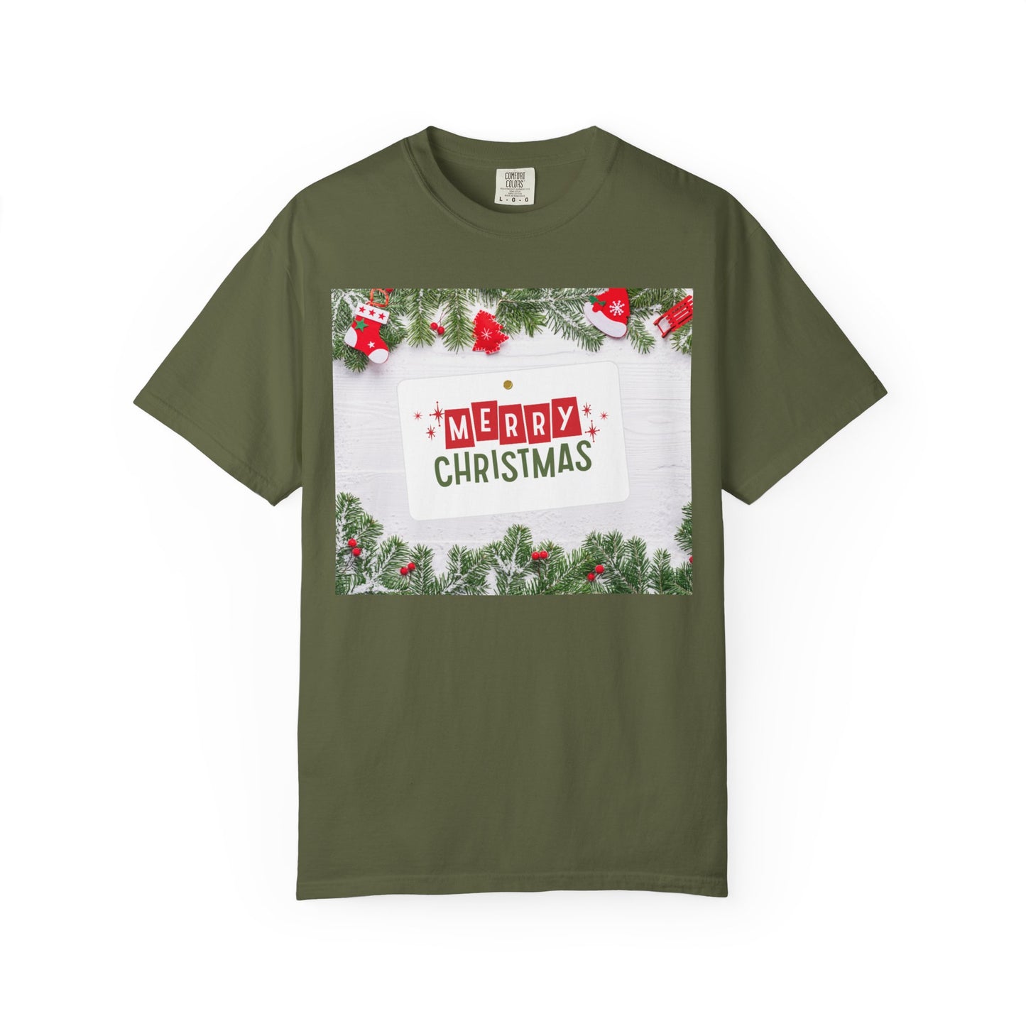 Merry Christmas Holiday T-Shirt — Festive Pine & Ornament Graphic