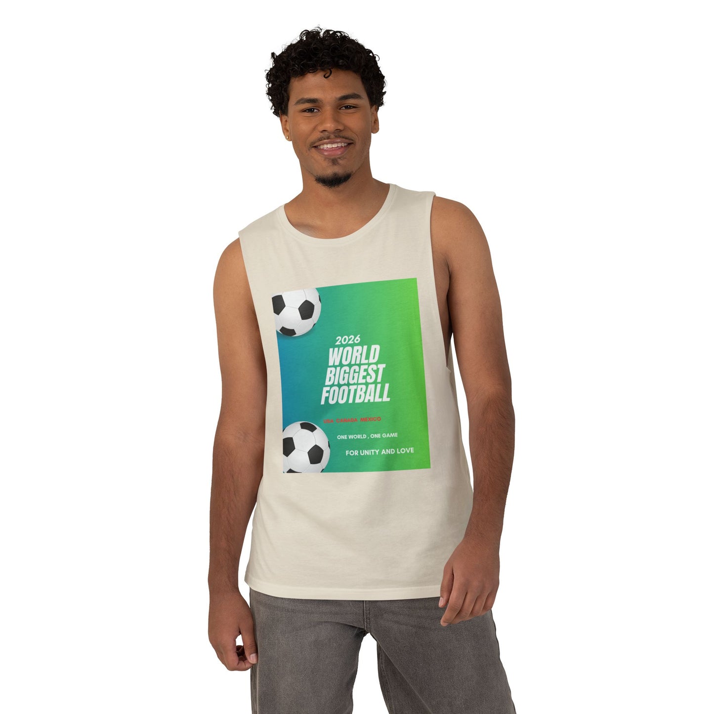 Football Graphic Tank Top — "World Biggest Football 2028" Sports Tee