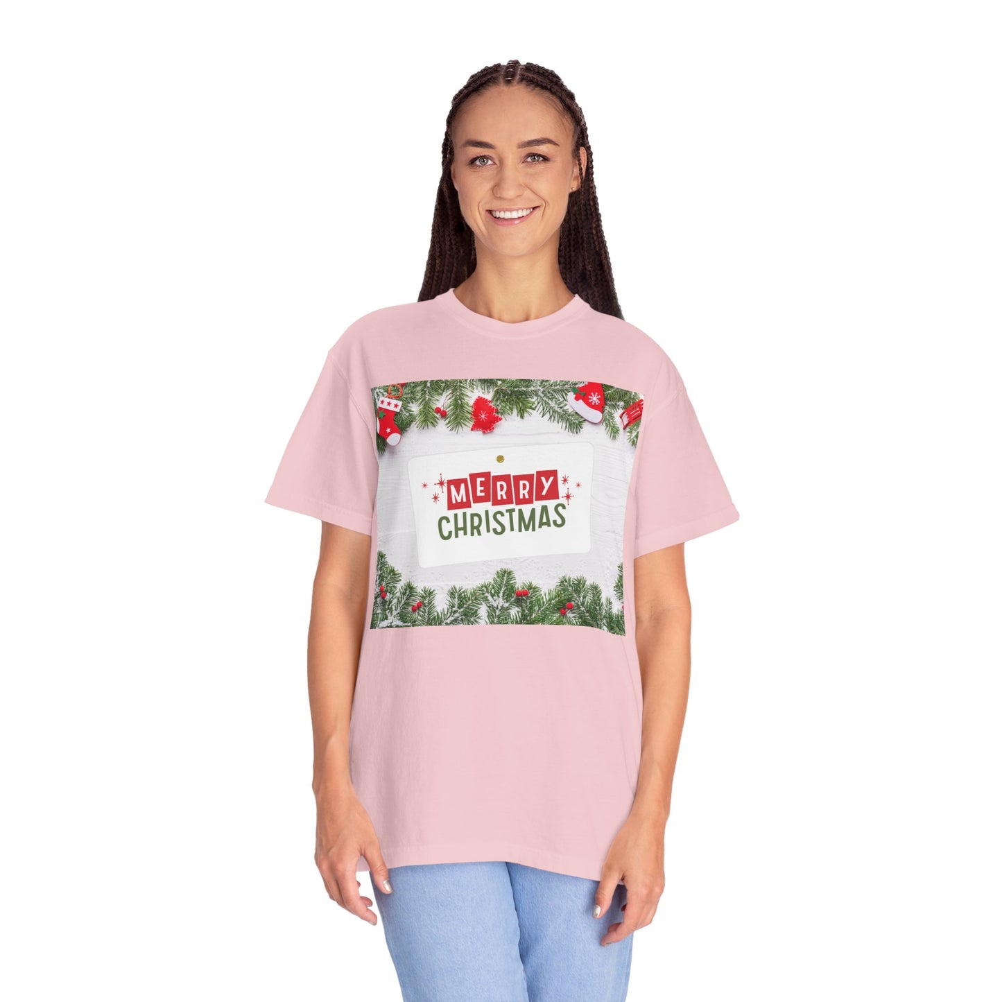 Merry Christmas Holiday T-Shirt — Festive Pine & Ornament Graphic