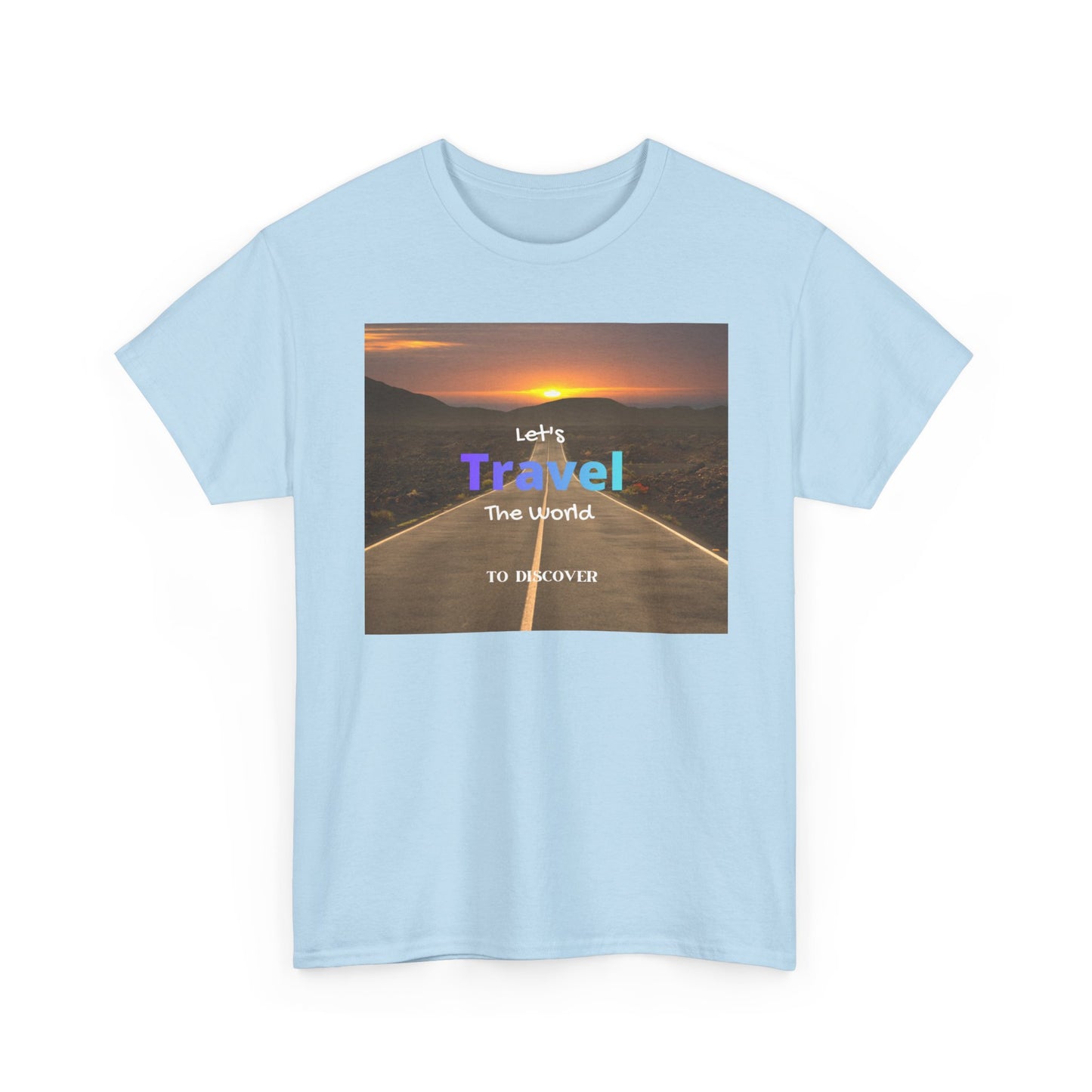 Travel Sunset Road T‑Shirt – "Let's Travel the World" Graphic Tee
