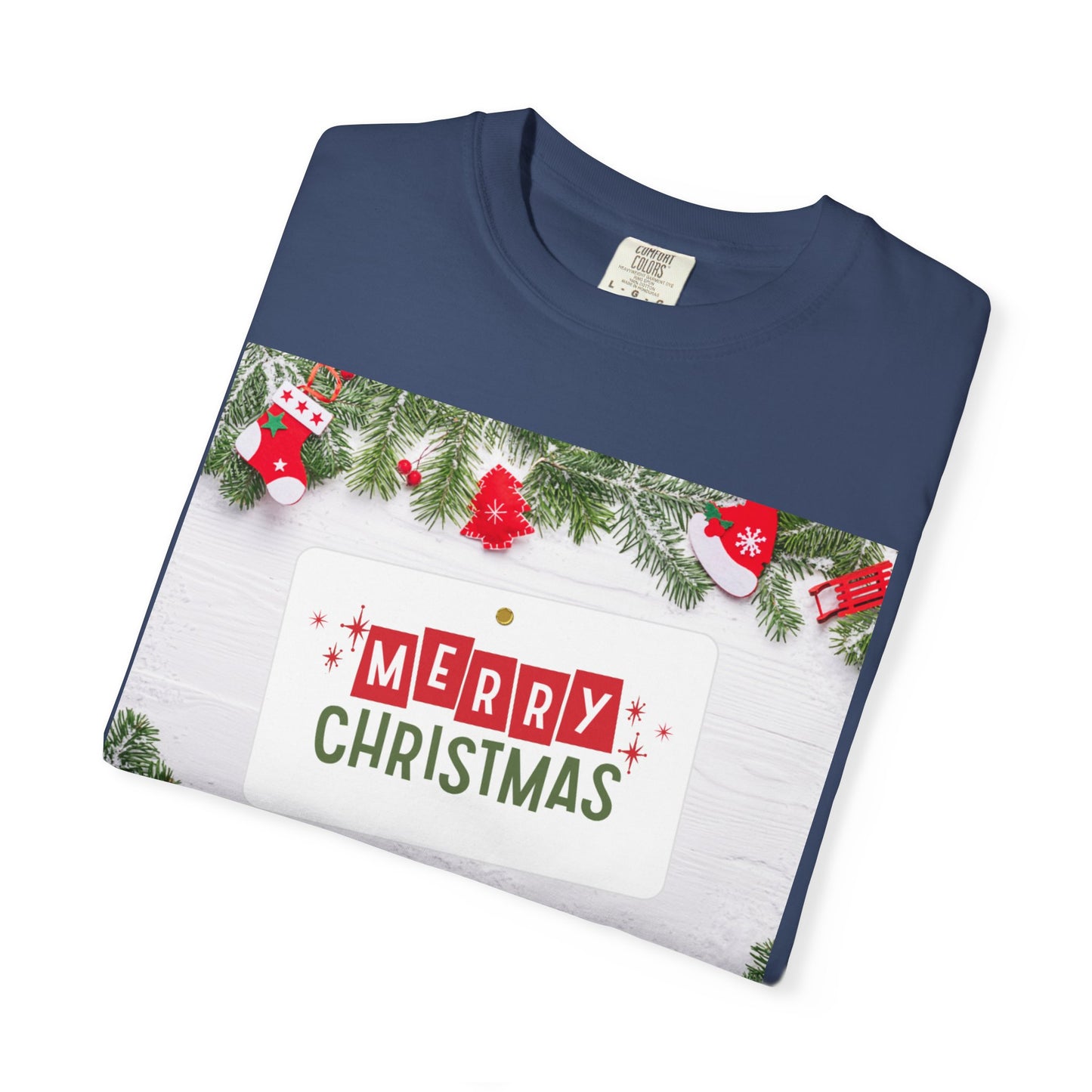 Merry Christmas Holiday T-Shirt — Festive Pine & Ornament Graphic