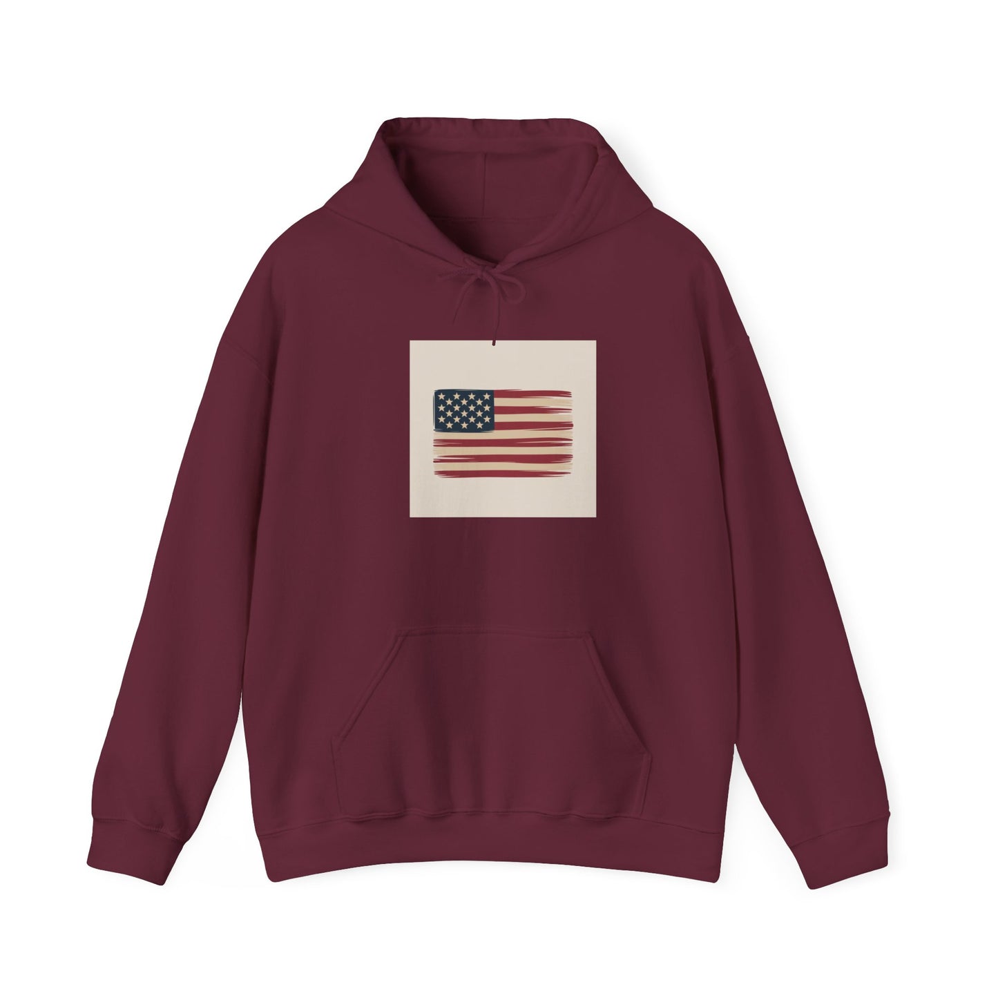 Vintage American Flag Hoodie — Distressed USA Patriotic Sweatshirt