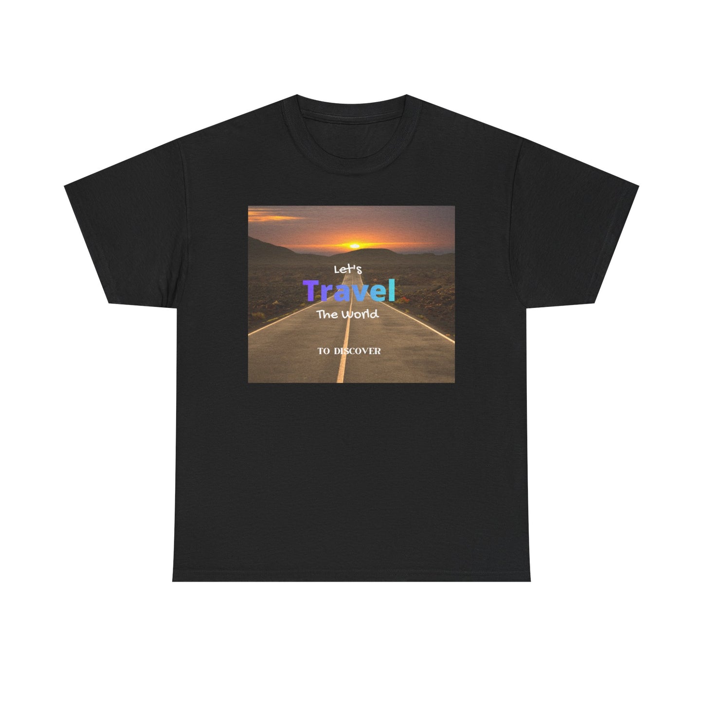 Travel Sunset Road T‑Shirt – "Let's Travel the World" Graphic Tee