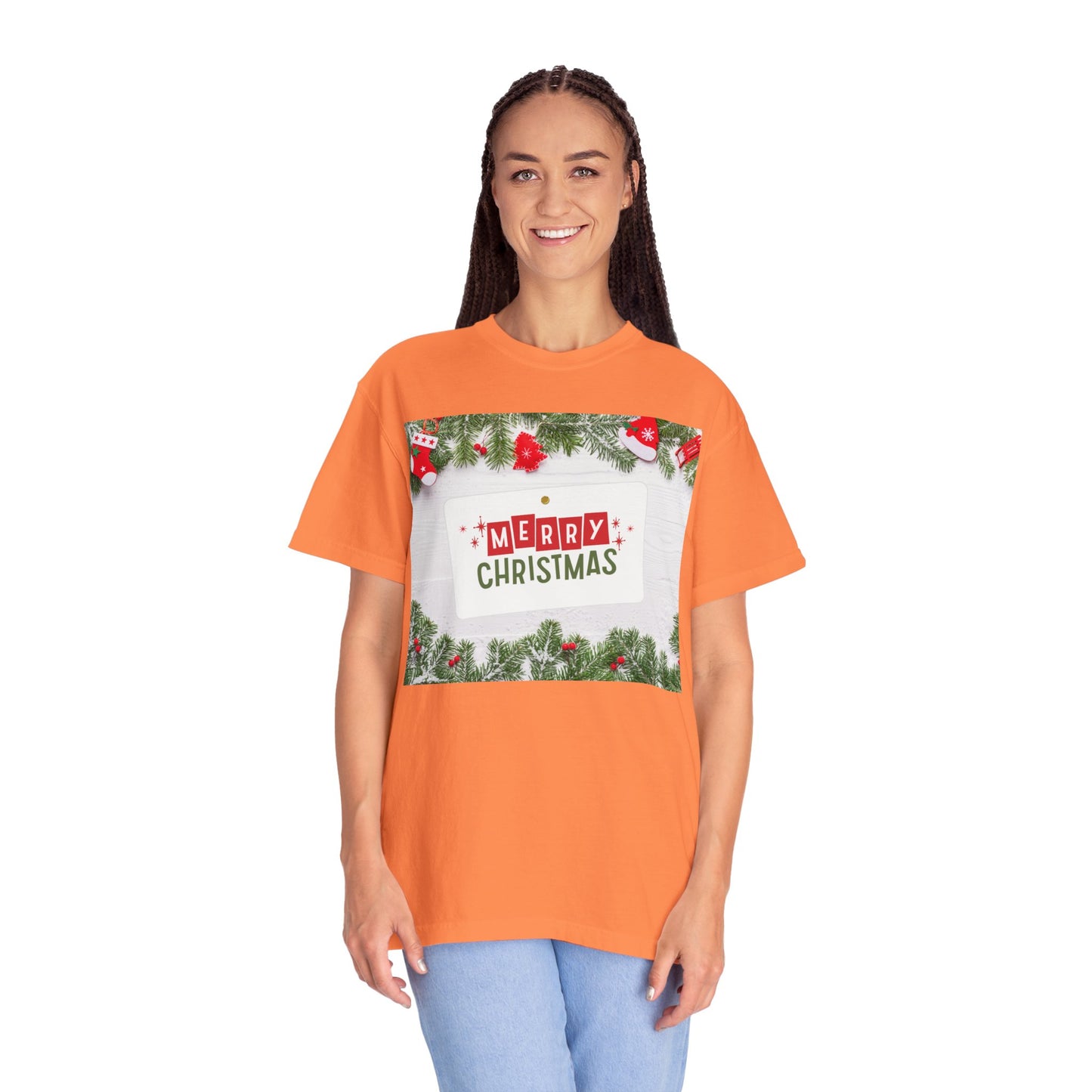 Merry Christmas Holiday T-Shirt — Festive Pine & Ornament Graphic