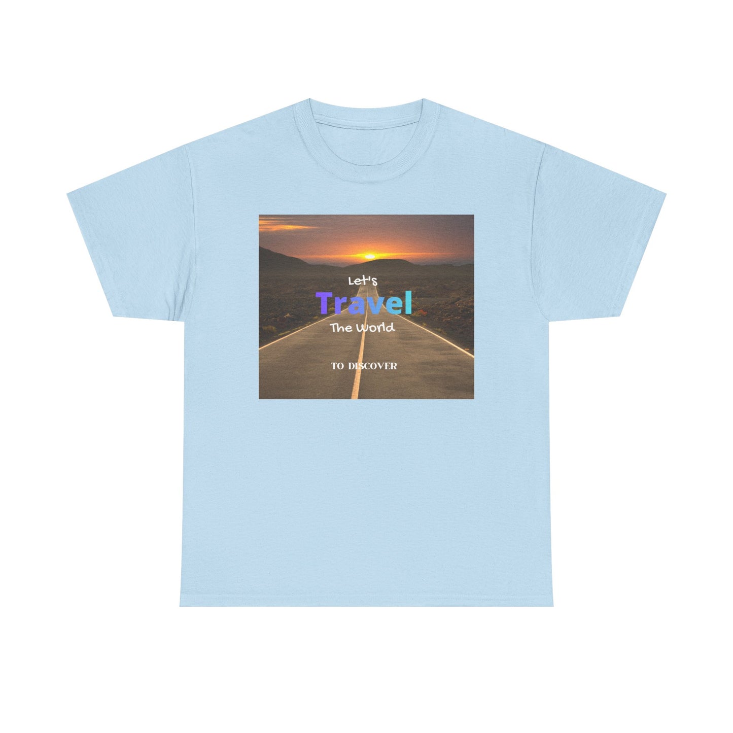 Travel Sunset Road T‑Shirt – "Let's Travel the World" Graphic Tee