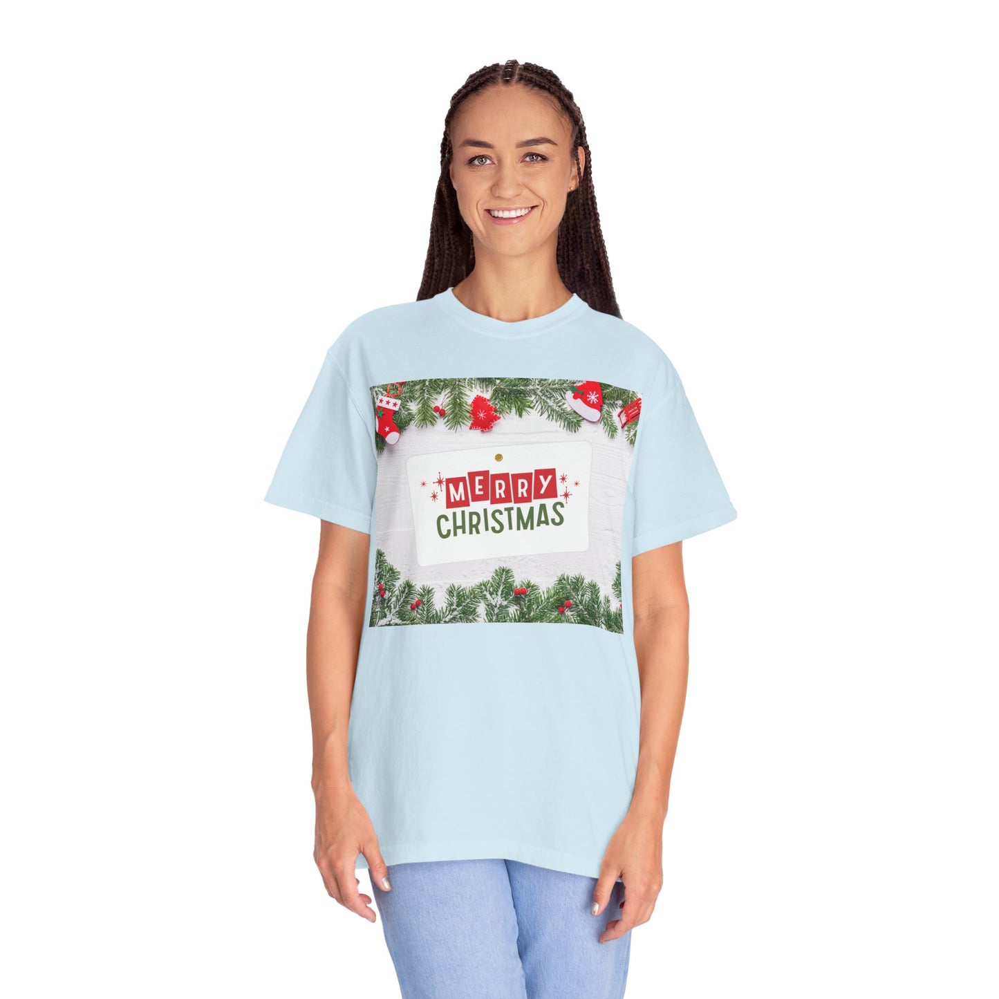 Merry Christmas Holiday T-Shirt — Festive Pine & Ornament Graphic