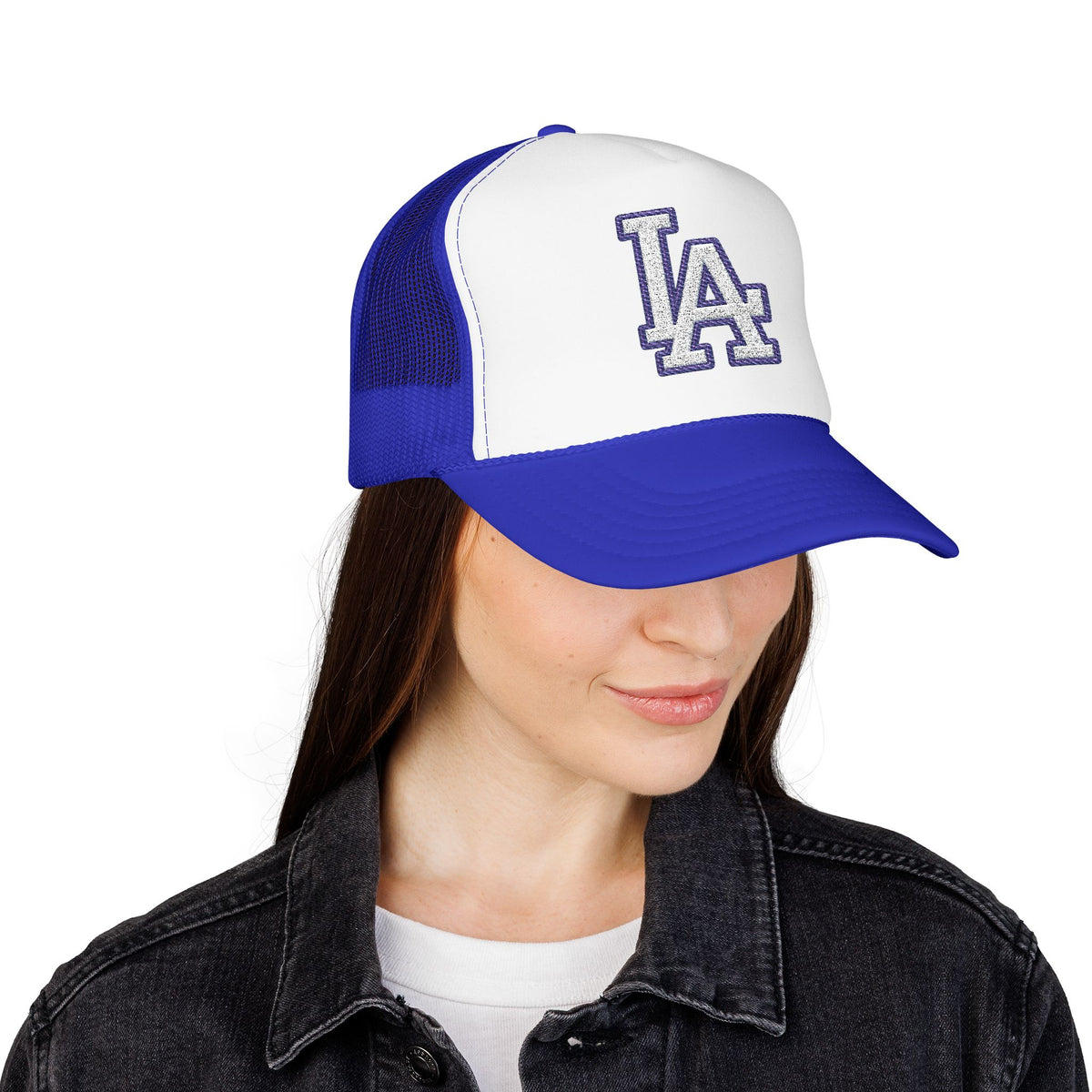 LA logo, Los Angeles California Design, City pride graphic, Varsity style hat cap, T-shirt hoodie POD