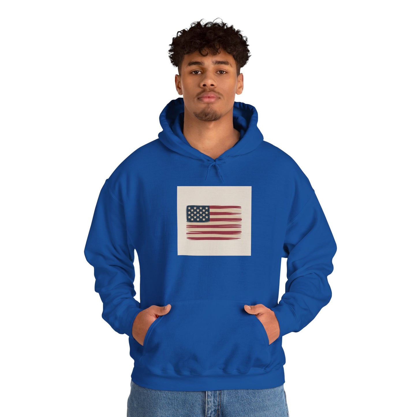 Vintage American Flag Hoodie — Distressed USA Patriotic Sweatshirt