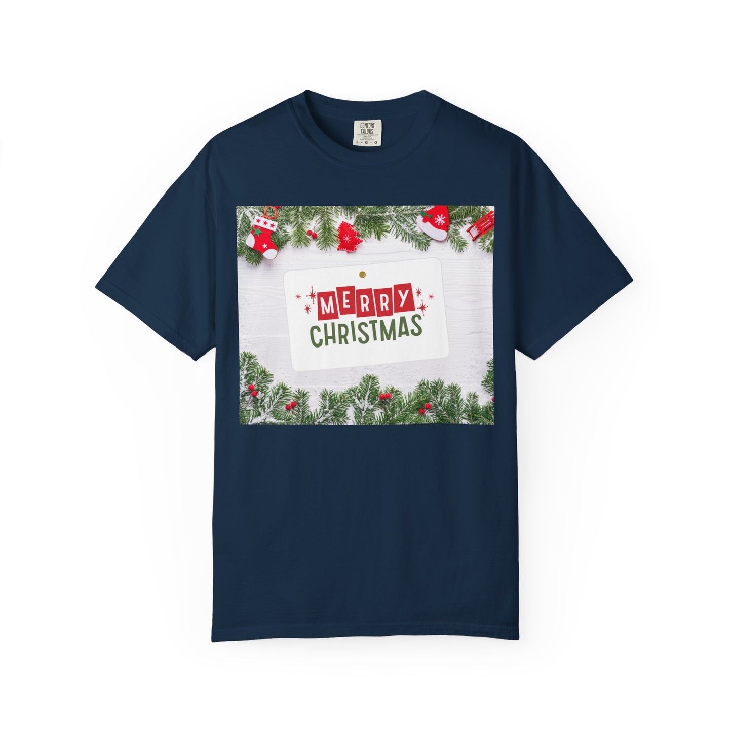 Merry Christmas Holiday T-Shirt — Festive Pine & Ornament Graphic