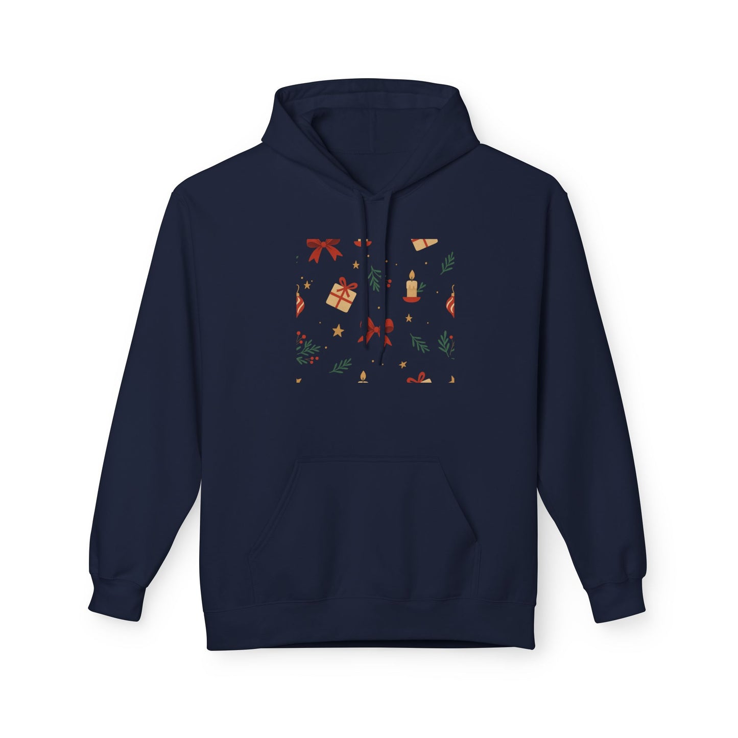 Holiday Gift Pattern Hoodie — Festive Presents & Bows Design